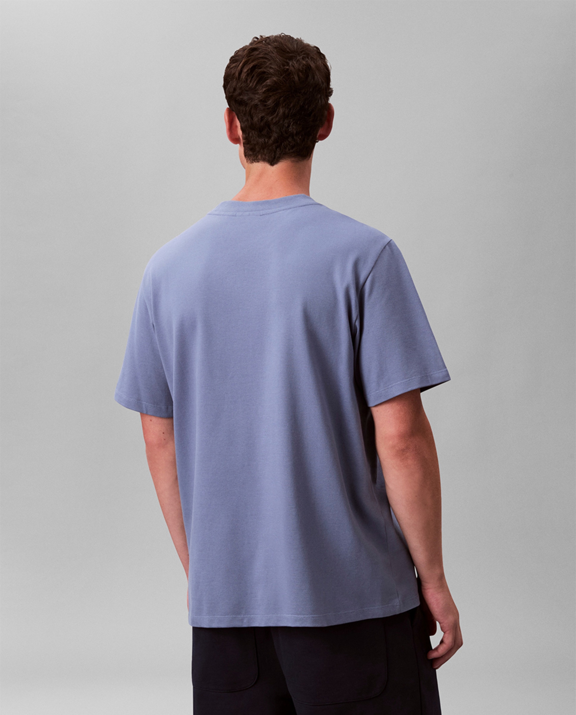 T-shirt Piqué Stretch com Logótipo Nano Azul-índigo-2
