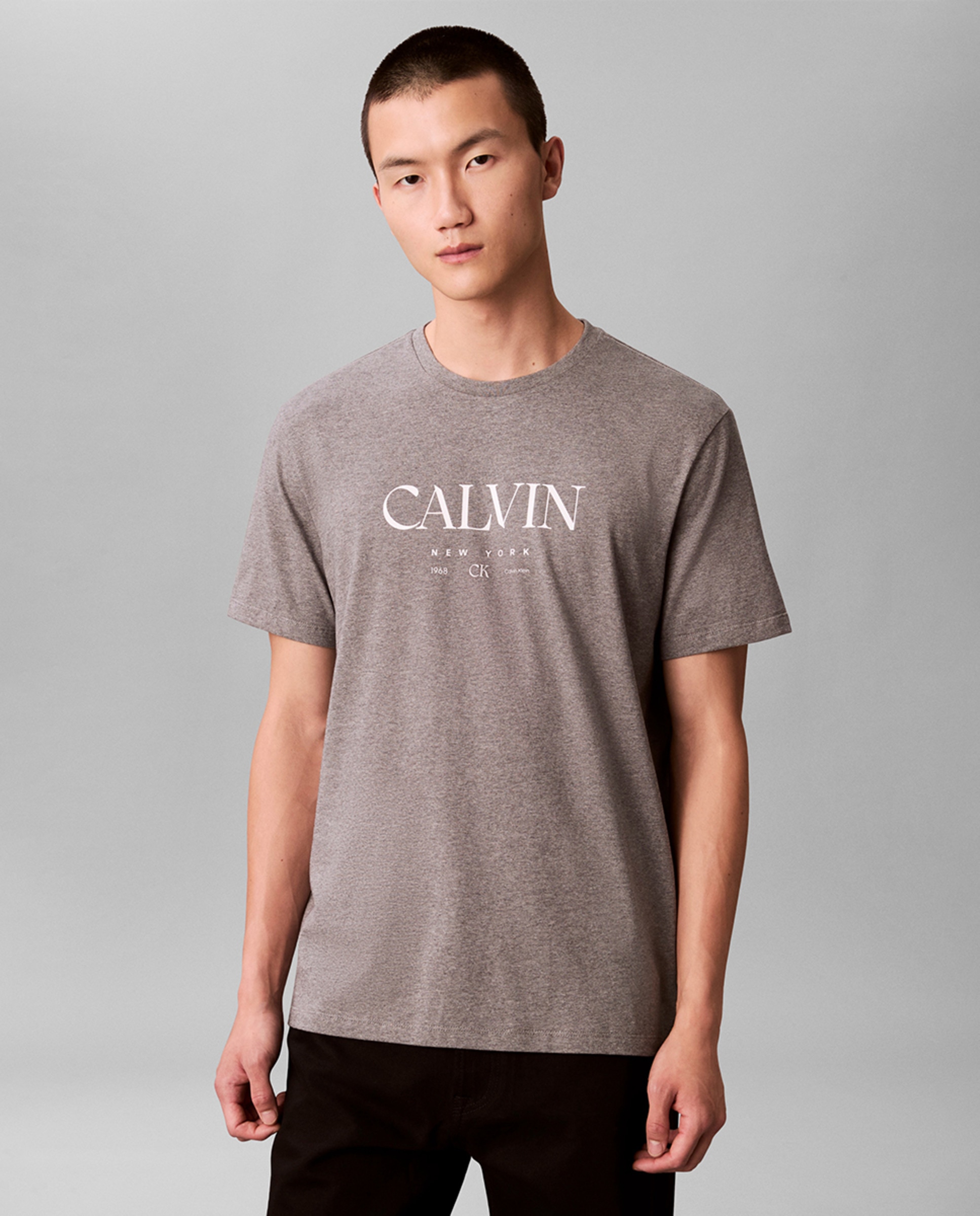 T-shirt com Desenho Gráfico Cinzento-1