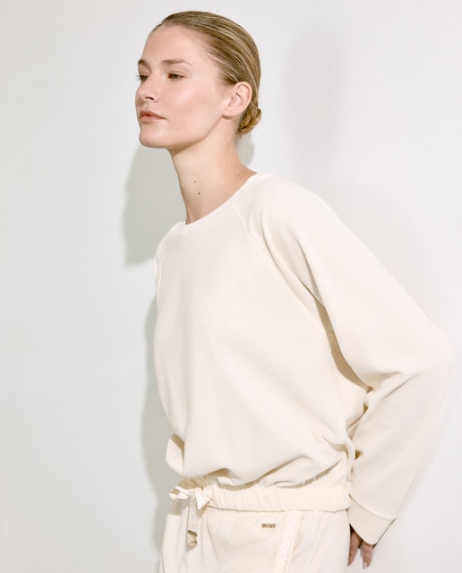 Imagem 0 de Sweatshirt em Veludo Suave com Mangas Raglã - Cru