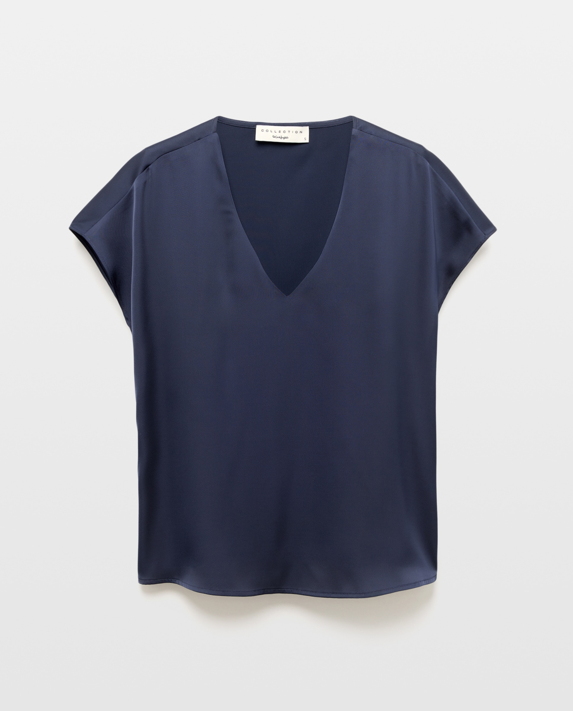 Top de Decote Redondo e Manga Curta Azul-marinho-4