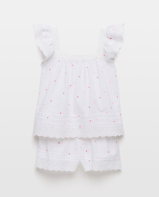 Imagem 0 de Pijama Completo Curto Plano com Rendas