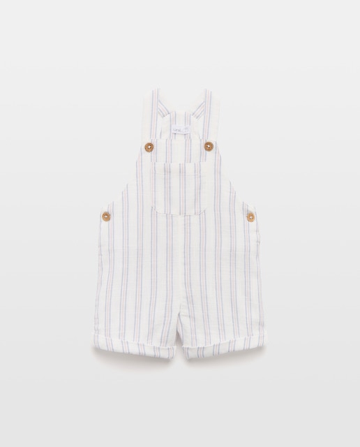 Imagen 0 de Peto de bebé corto algodón-lino rayas