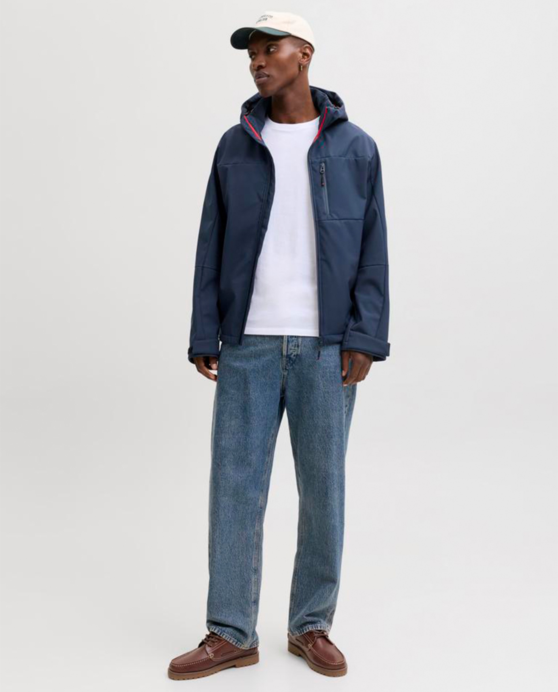 Casaco Softshell com Capuz e Bolso Azul-marinho-8