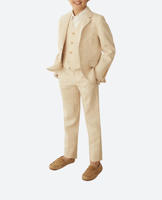 Imagen 0 de Americana 100% lino de niño con cierre de botón