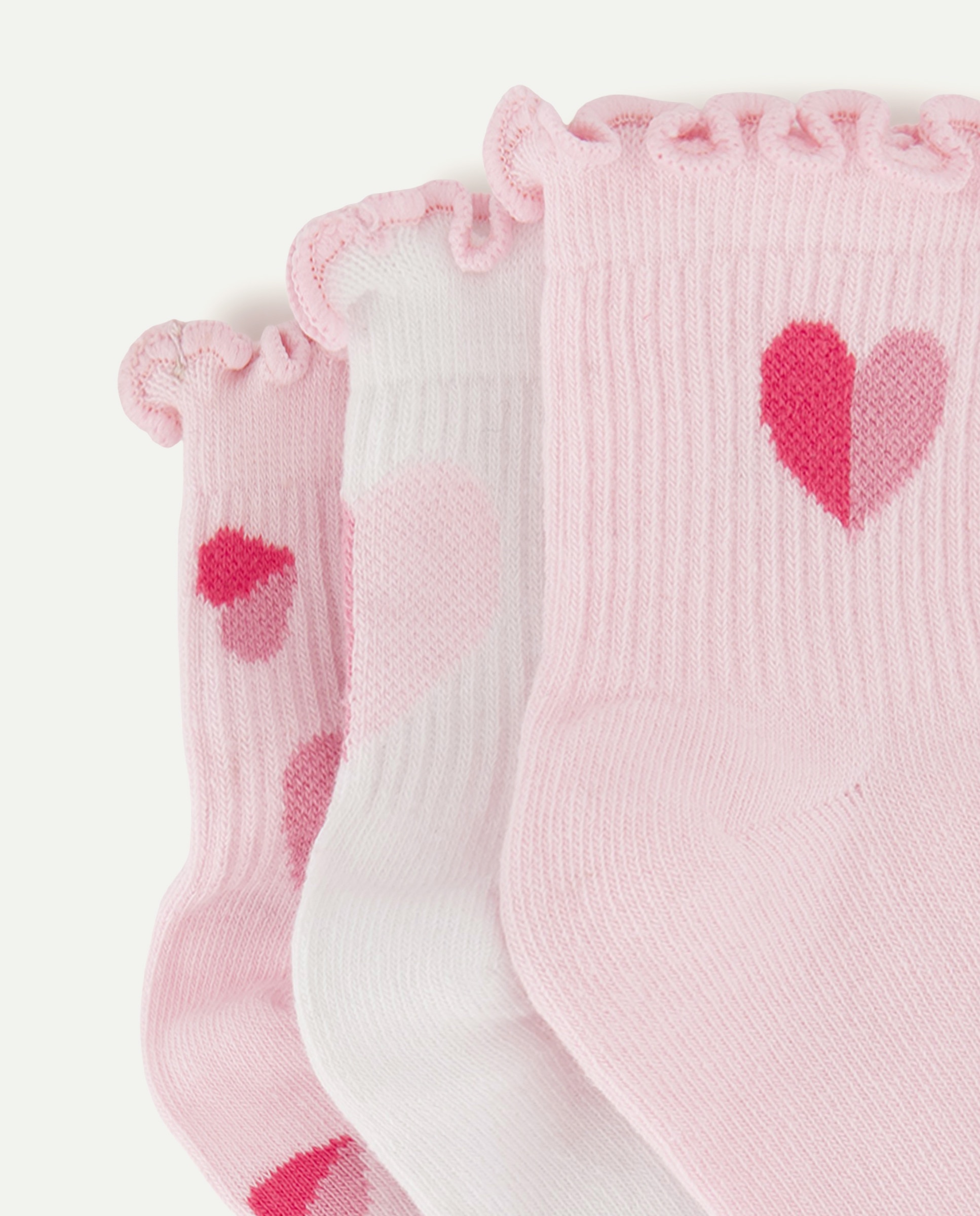 Pack de 3 Pares de Meias pelo Tornozelo com Coração Cotton Juice Rosa-2