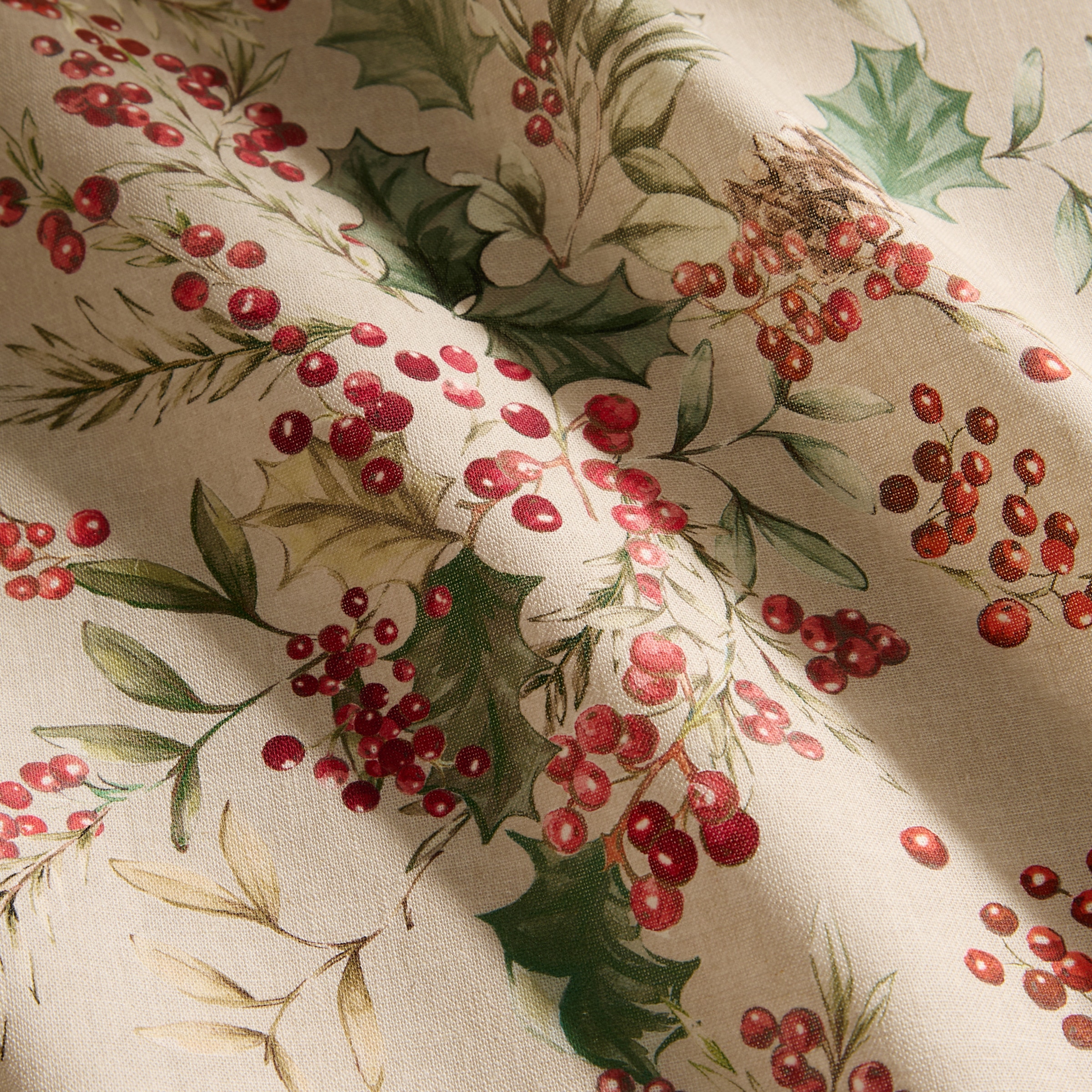 Toalha de Mesa de Linho e Algodão Grinalda Vermelho-3