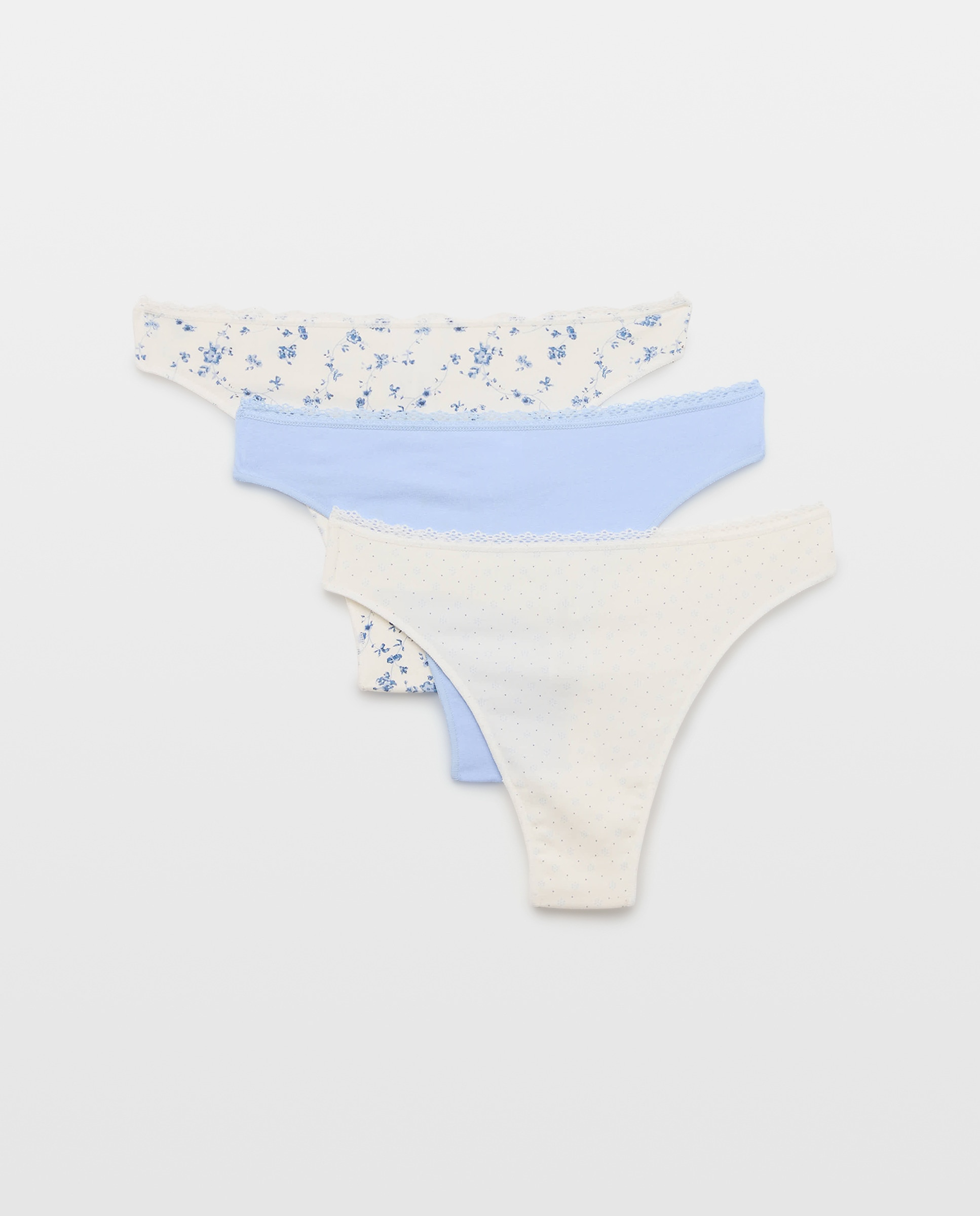 Pack de 3 Tangas com Detalhe de Elástico Azul-3