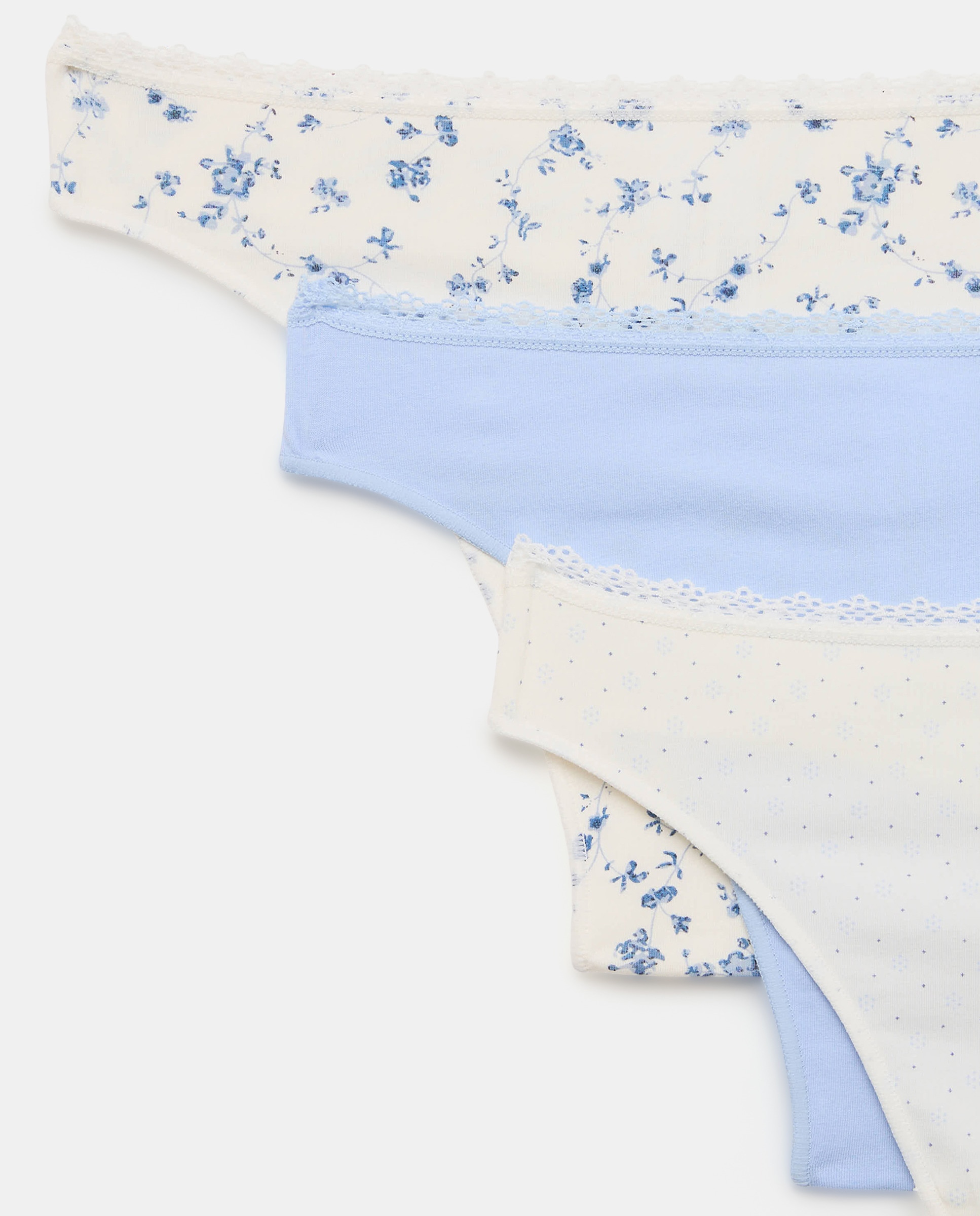 Pack de 3 Tangas com Detalhe de Elástico Azul-4