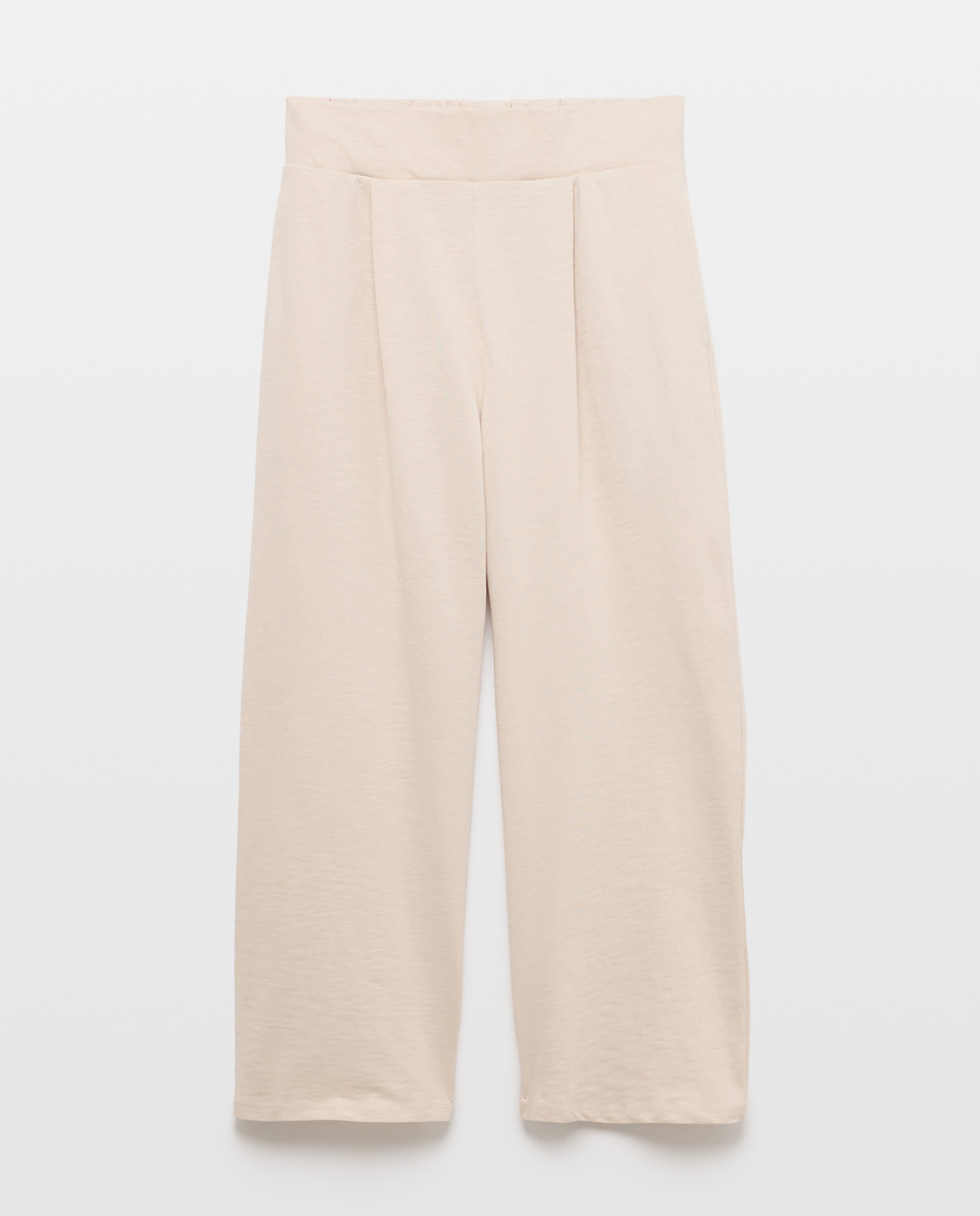 Pantalón de mujer de algodón ancho Beige-4