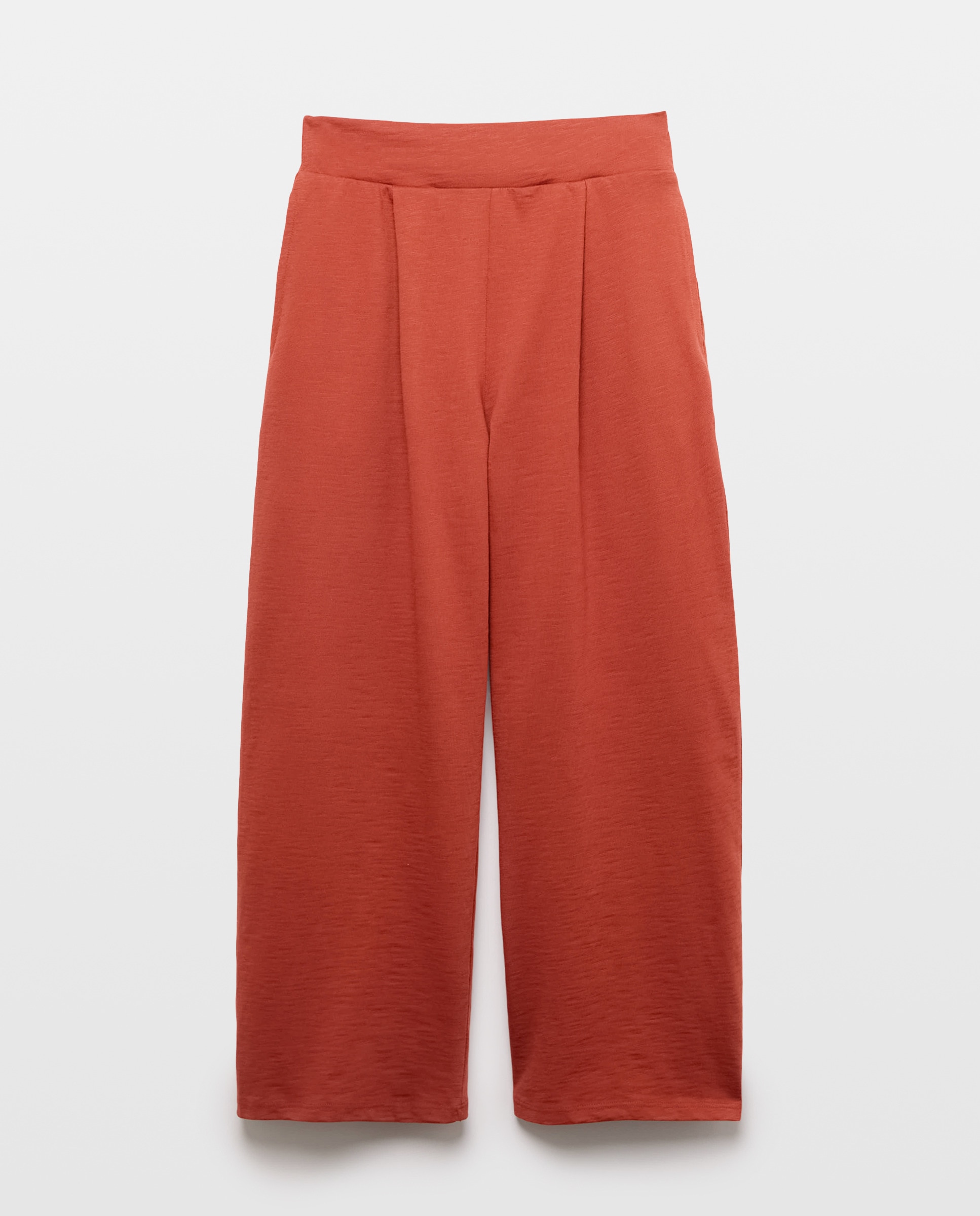 Pantalón de mujer de algodón ancho Naranja quemado-4