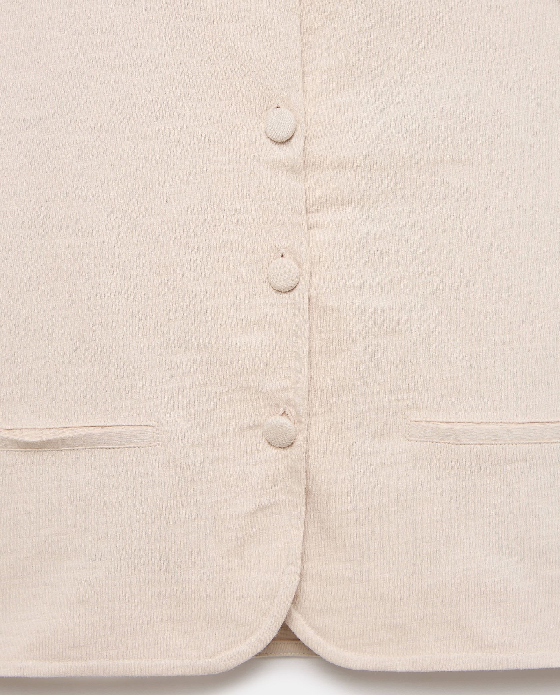 Chaleco de mujer de algodón cuello caja abotonado Beige-5