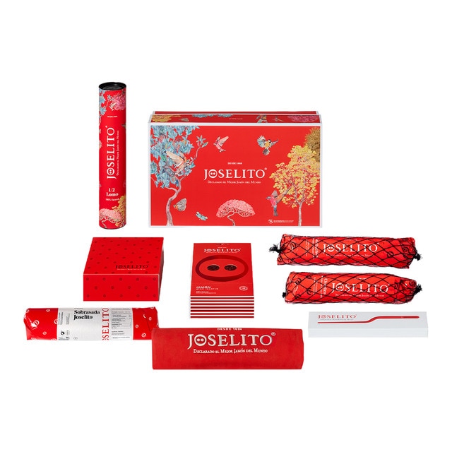 Imagen 0 de Caja variada jamón loncheado, 1/2 caña de lomo, 1/2 chorizo, 1/2 salchihón, sobrasada y panceta Joselito