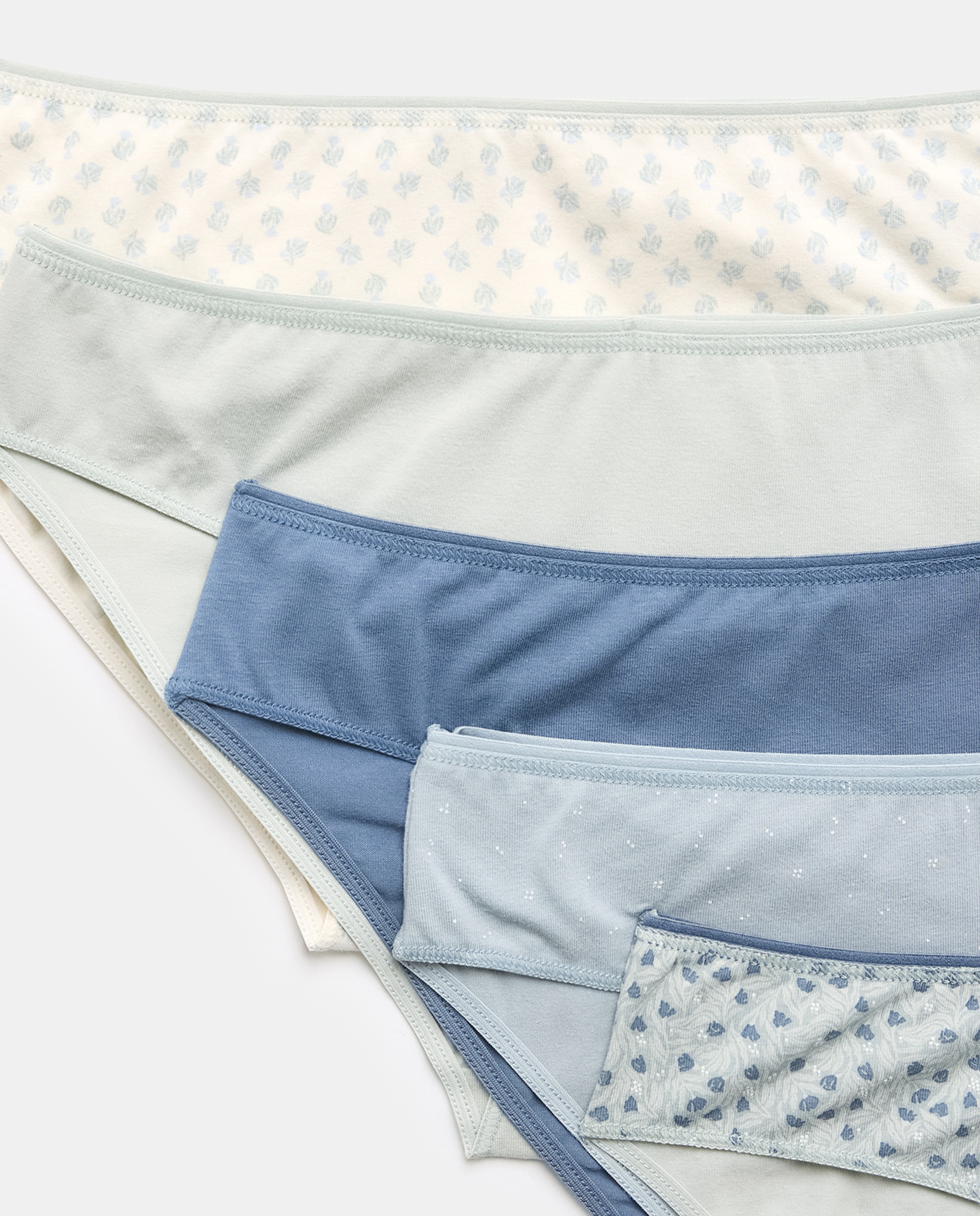 Pack 5 bragas de mujer algodón estampadas 400 Azul-4