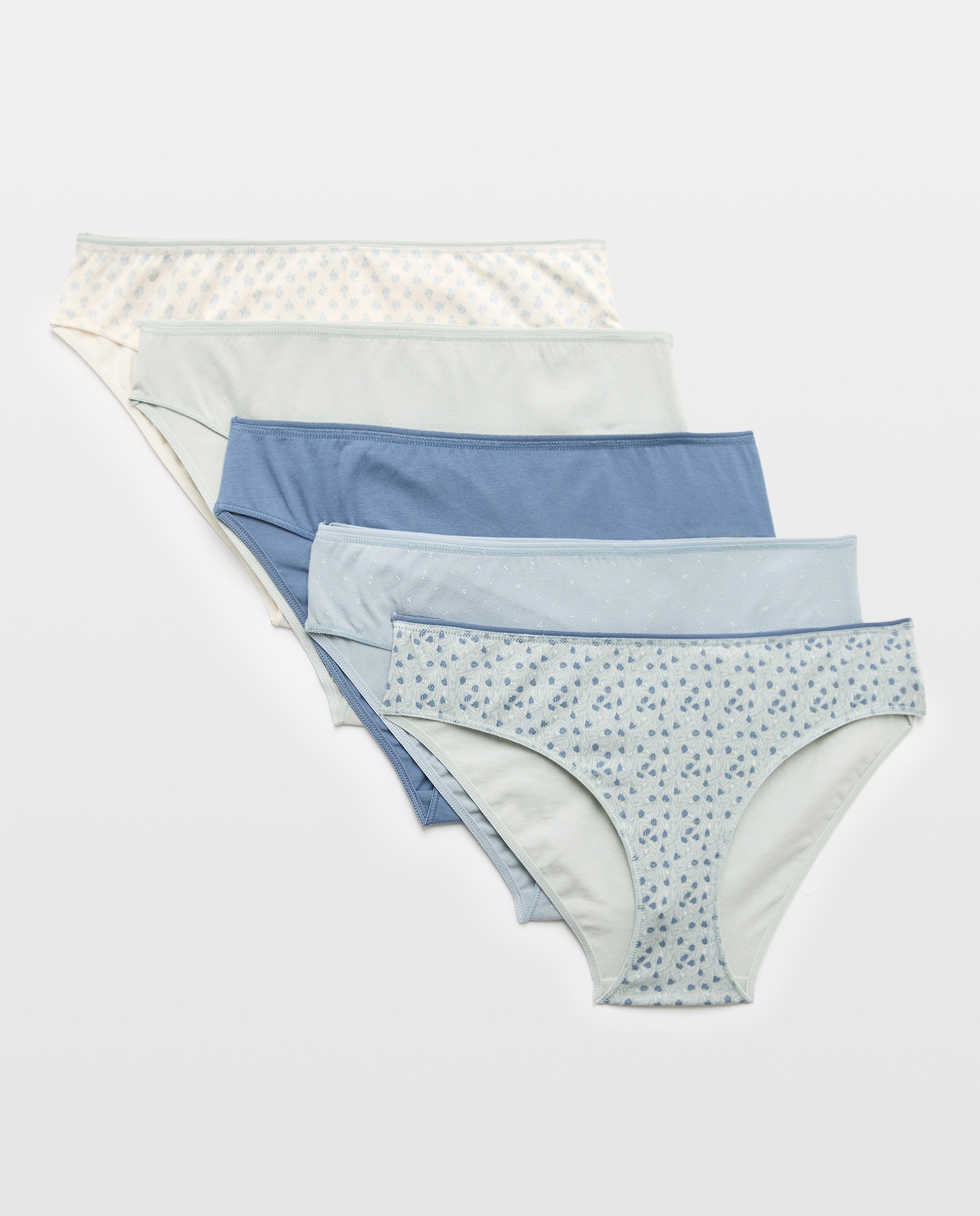 Pack 5 bragas de mujer algodón estampadas 400 Azul-3
