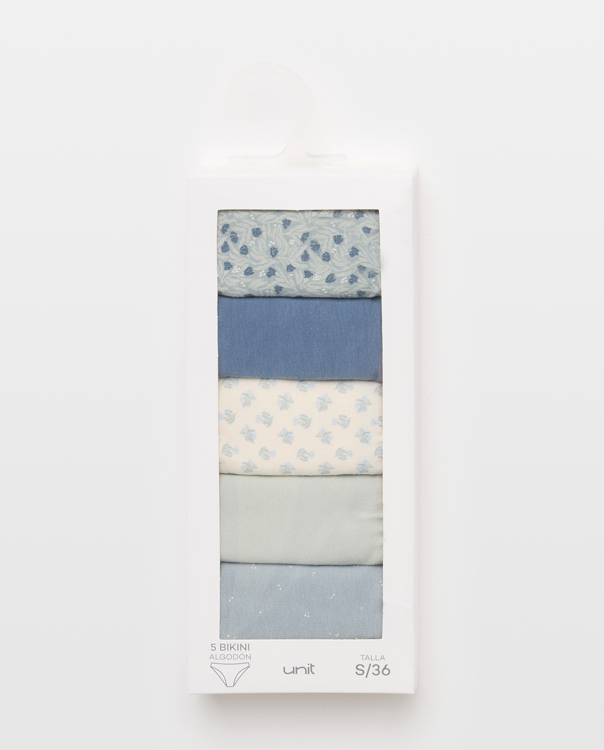 Pack 5 bragas de mujer algodón estampadas 400 Azul-6