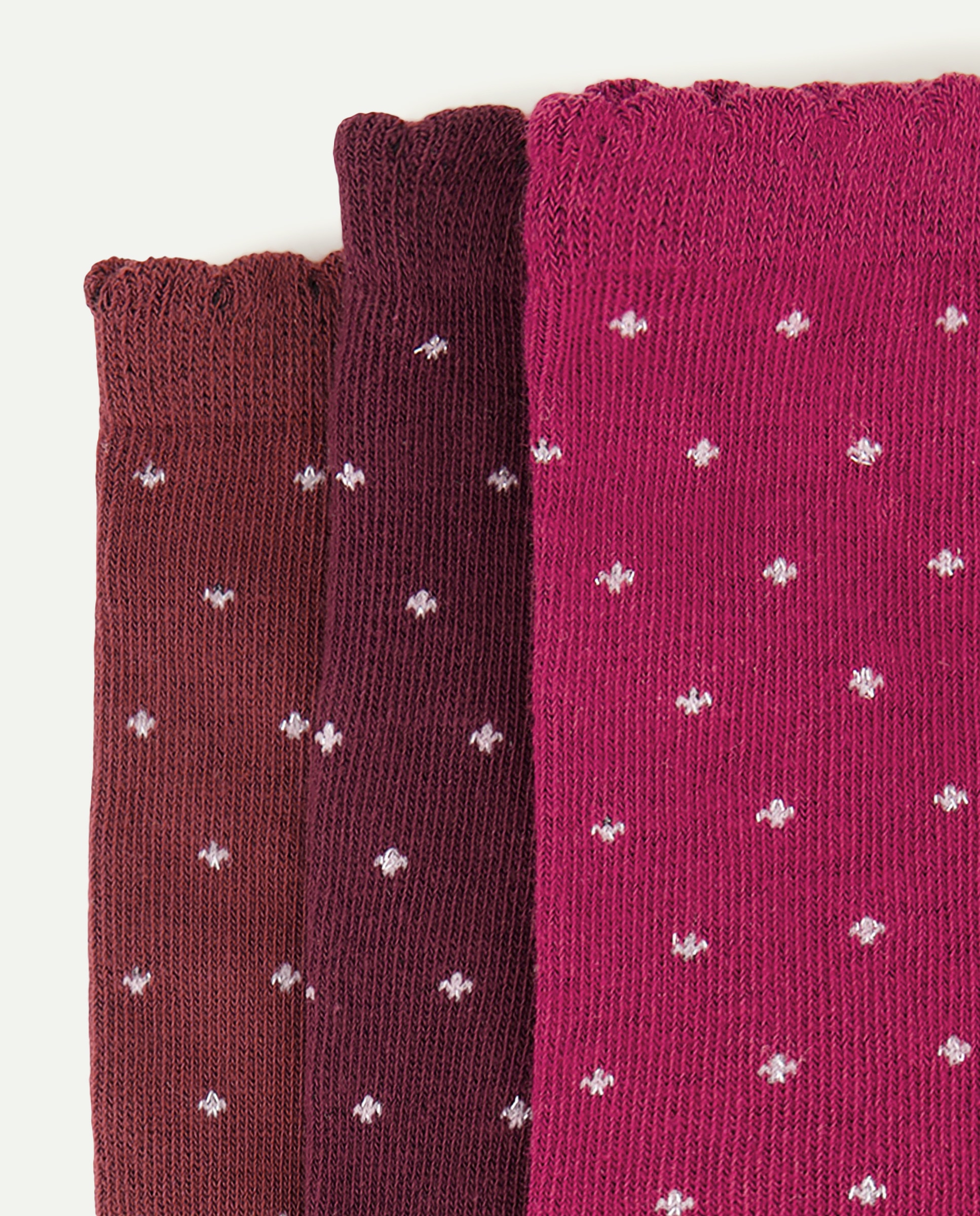 Pack 3 calcetines de mujer estampados Burdeos-2