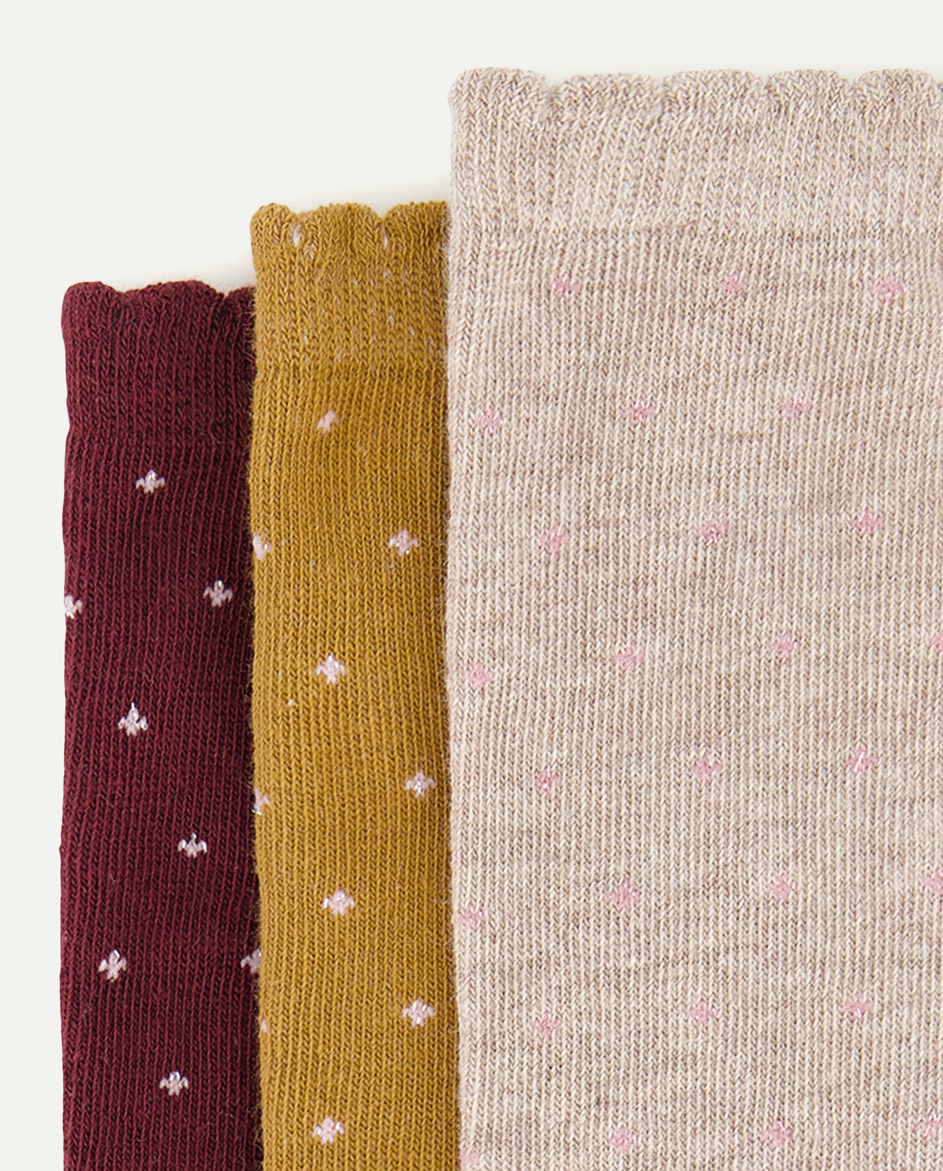 Pack 3 calcetines de mujer estampados Mostaza-2