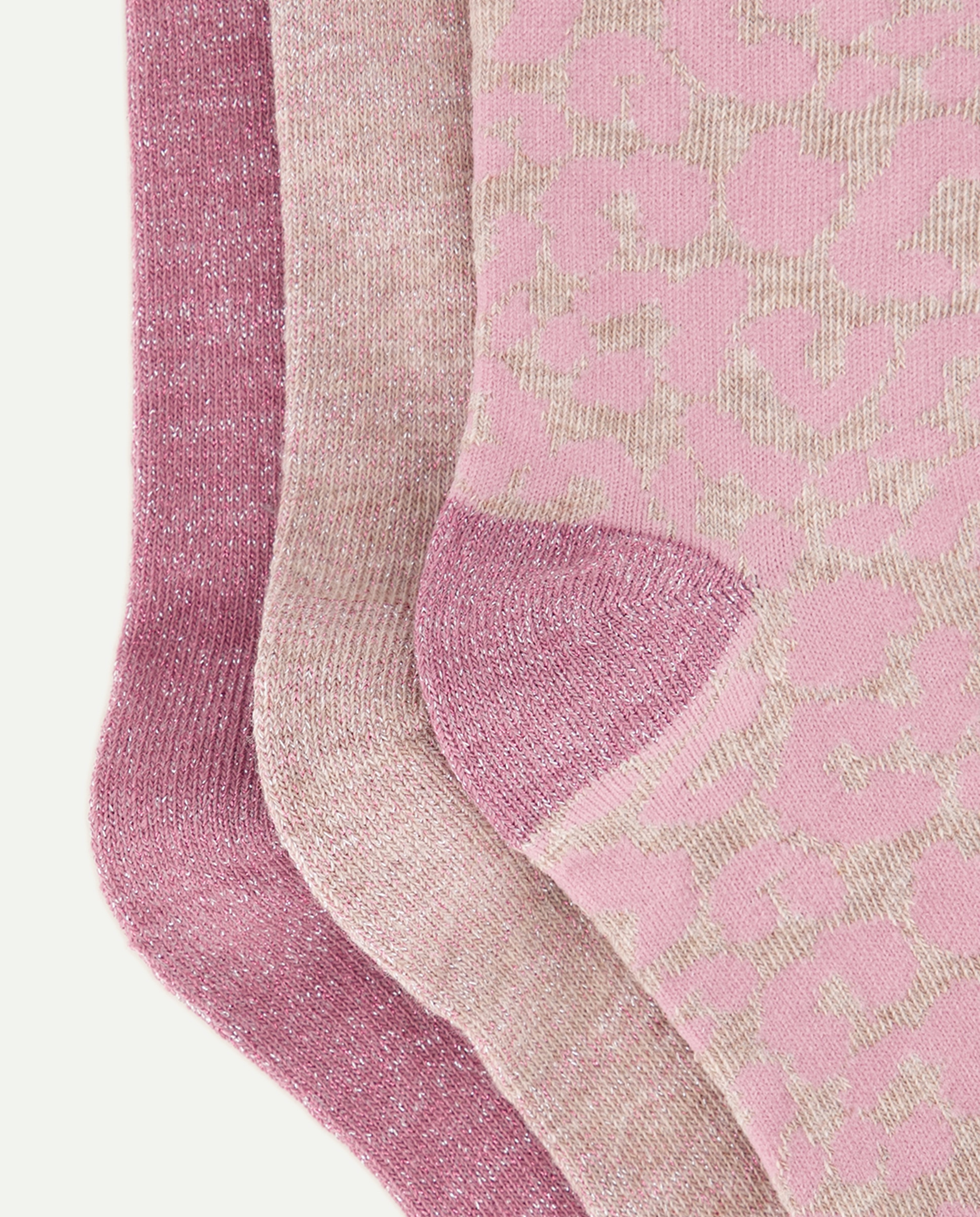 Pack 3 calcetines de mujer estampados 200 Rosa-2