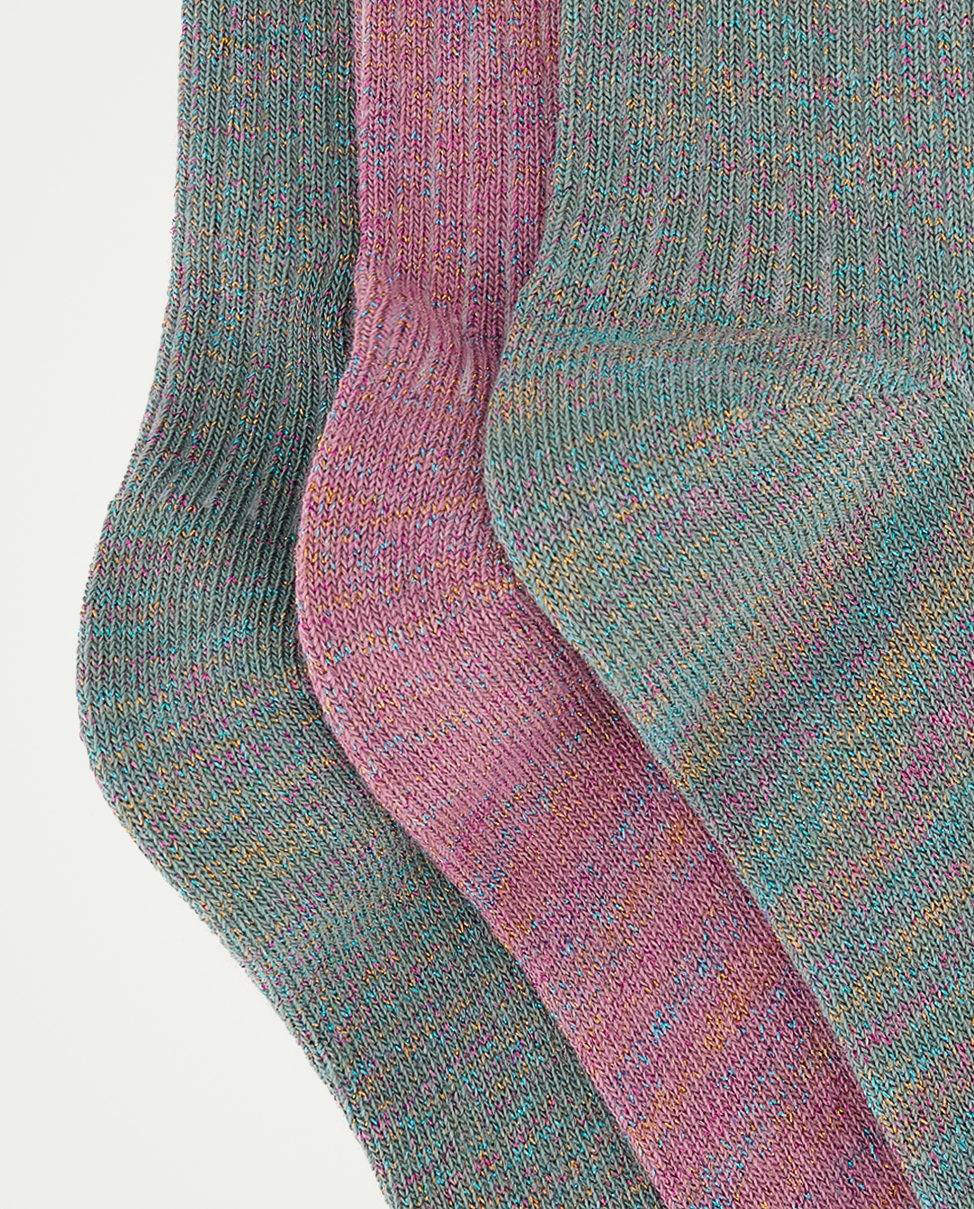 Pack 3 calcetines de mujer hilo metalizado 200 Rosa-2