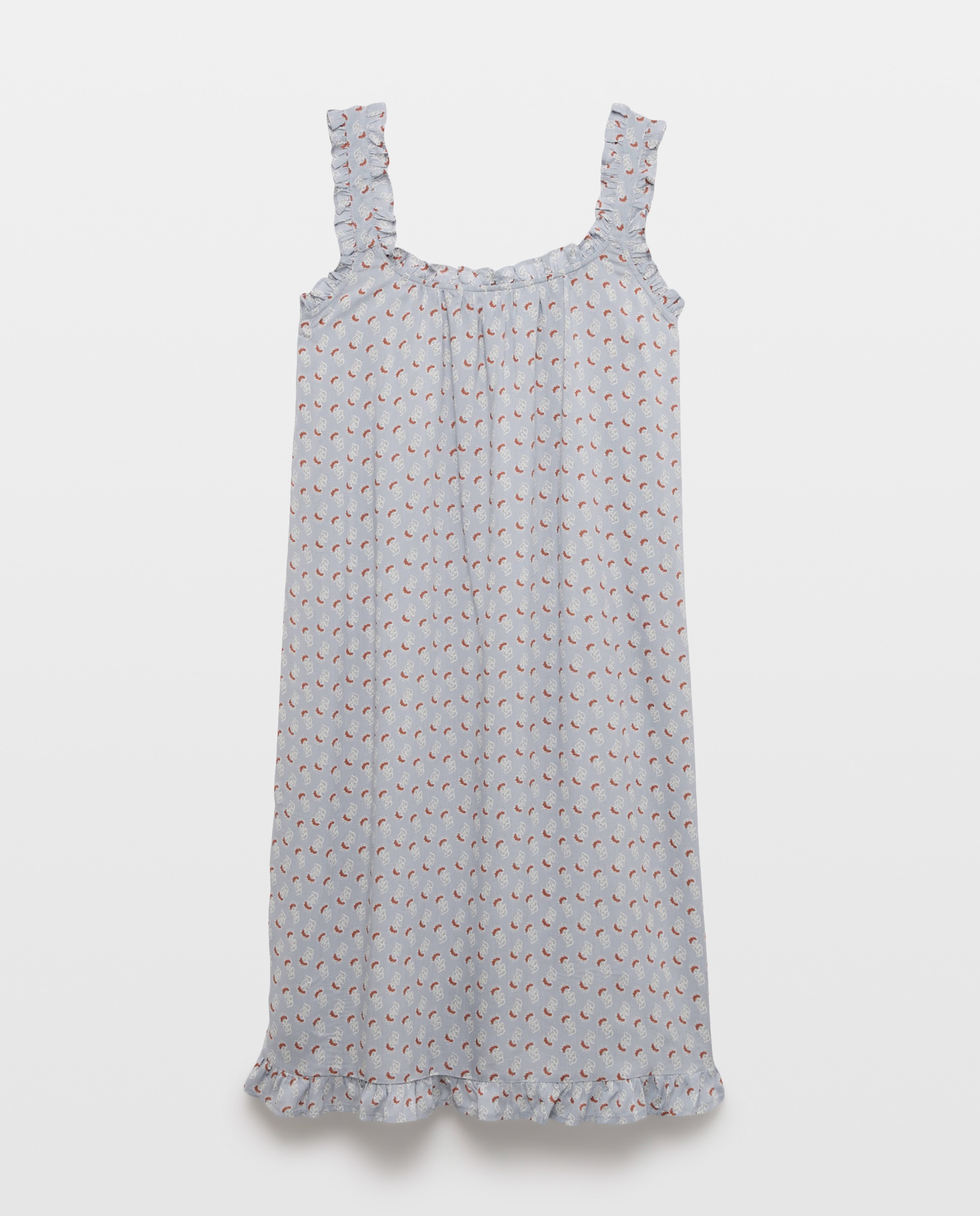 Camisón mujer tirante minivolante 440 Azulón-3