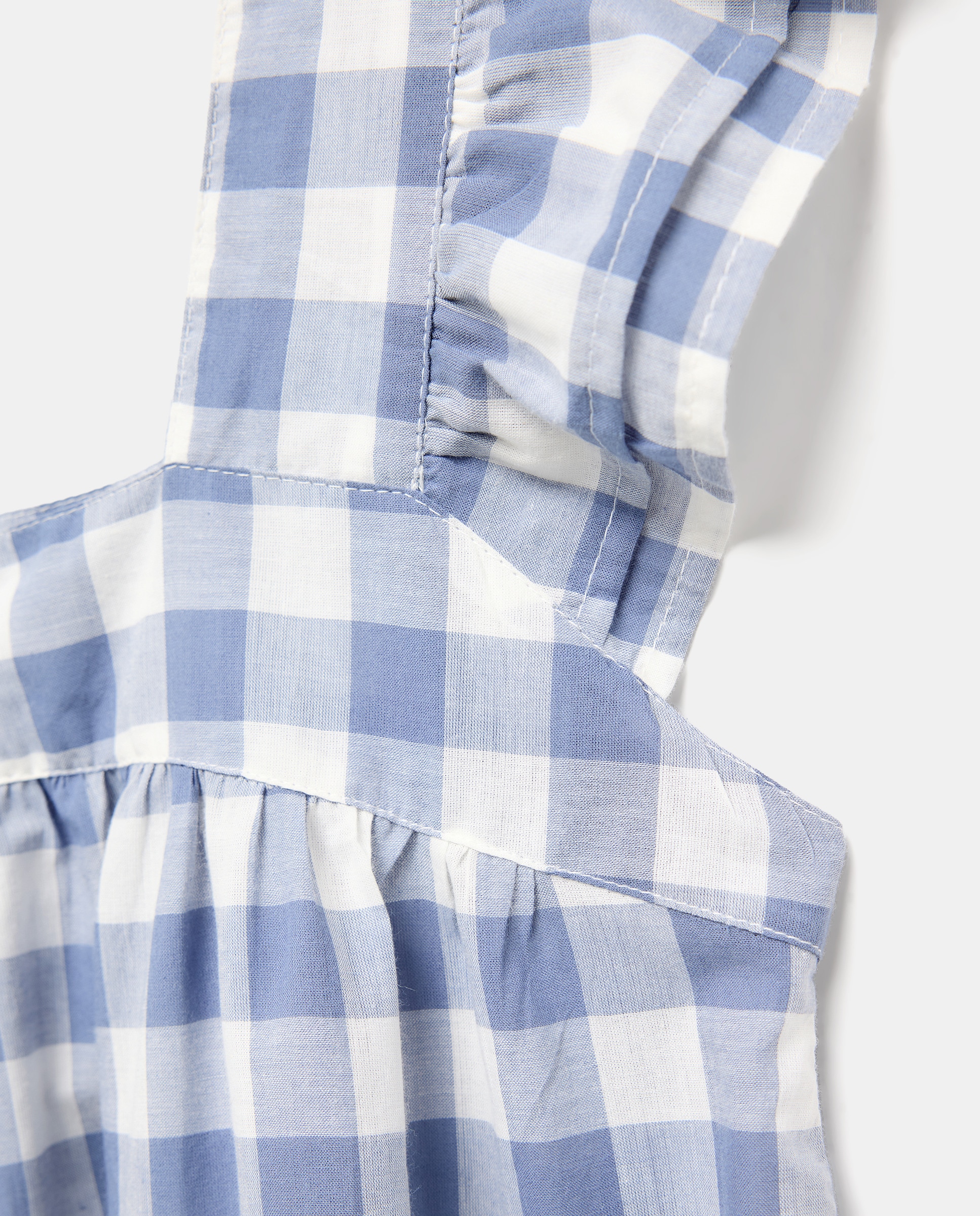 Camisón mujer algodón escote cuadrado vichy Azul-4