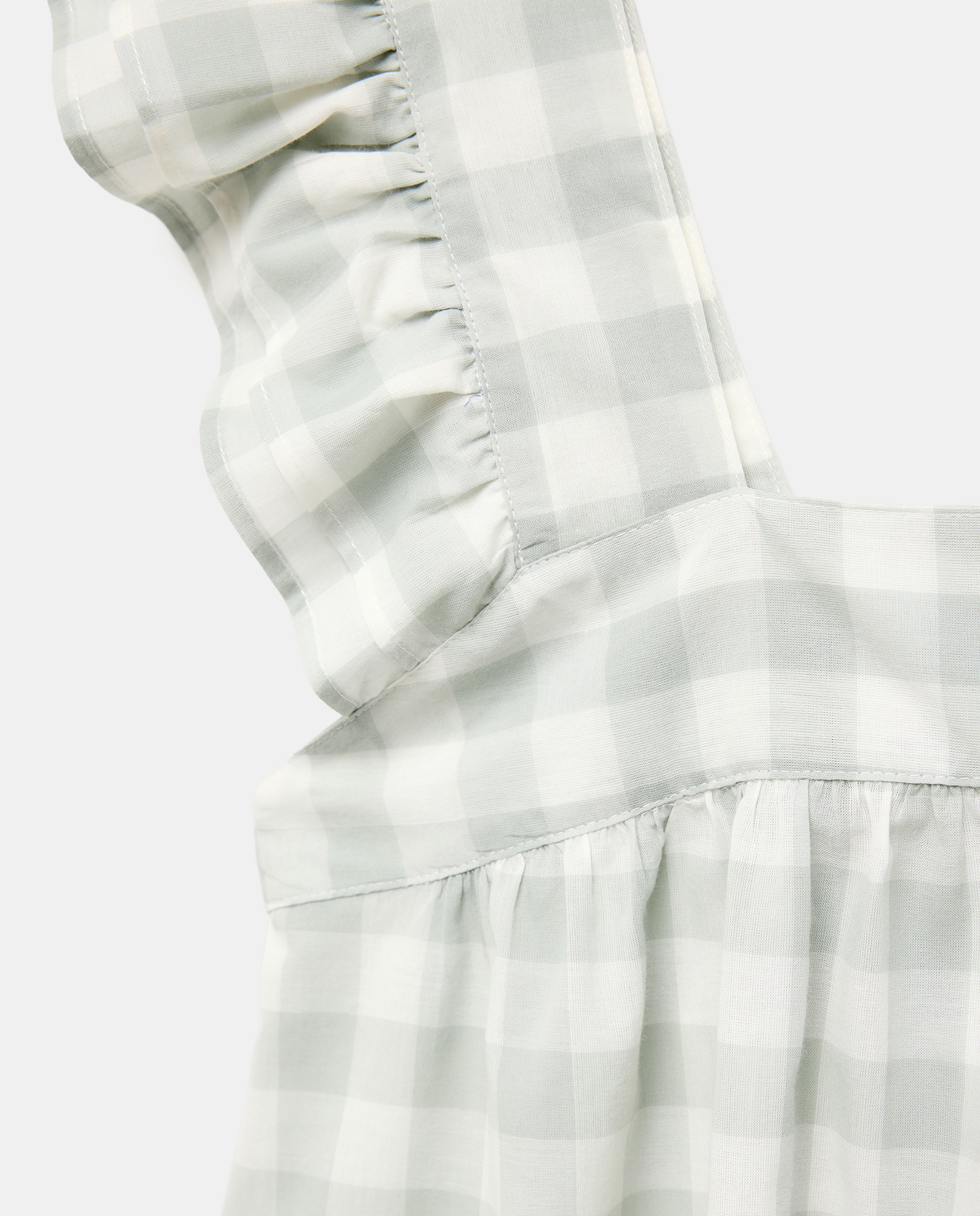 Camisón mujer algodón escote cuadrado vichy Verde-4