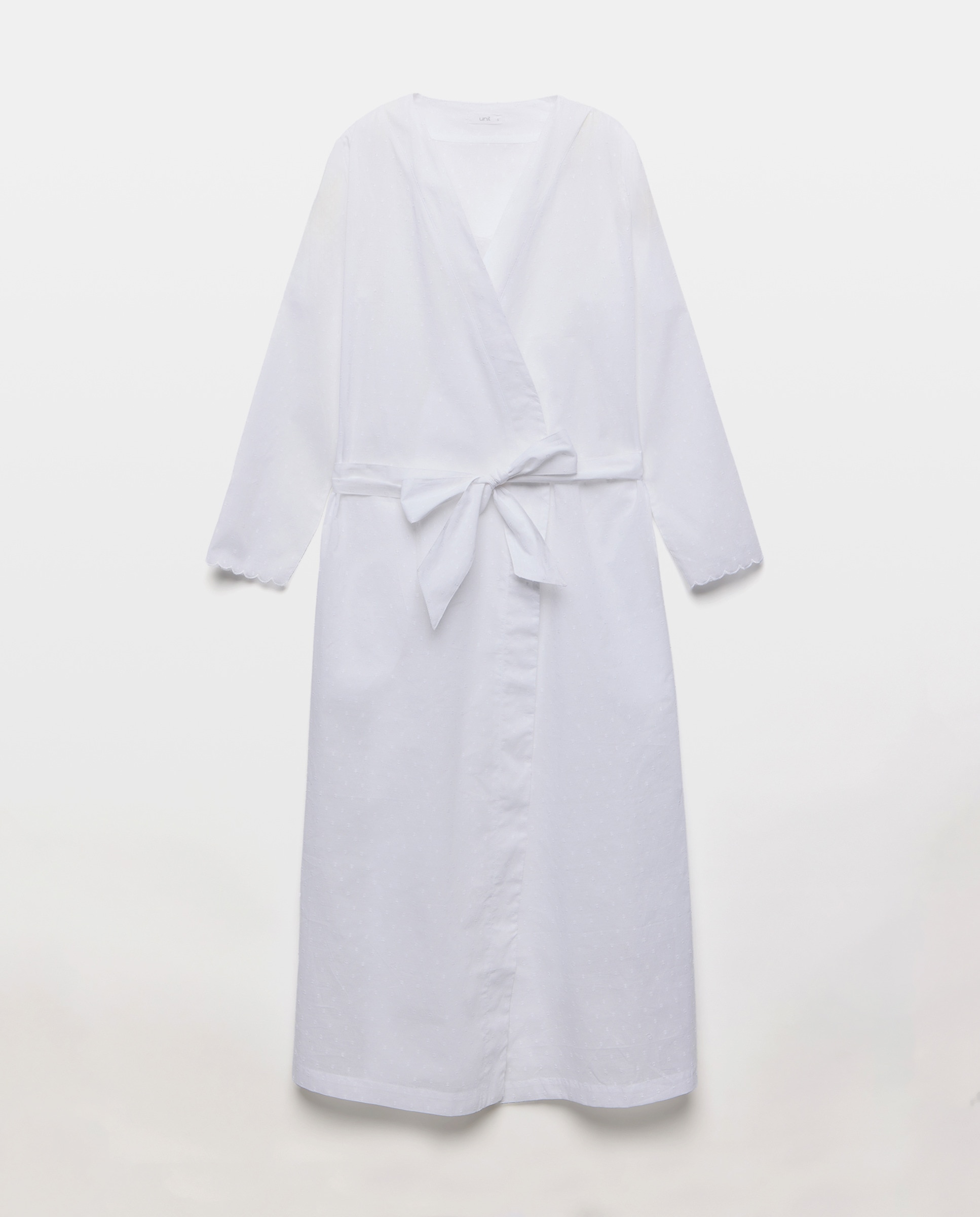 Bata mujer algodón chambray plumeti Blanco-4