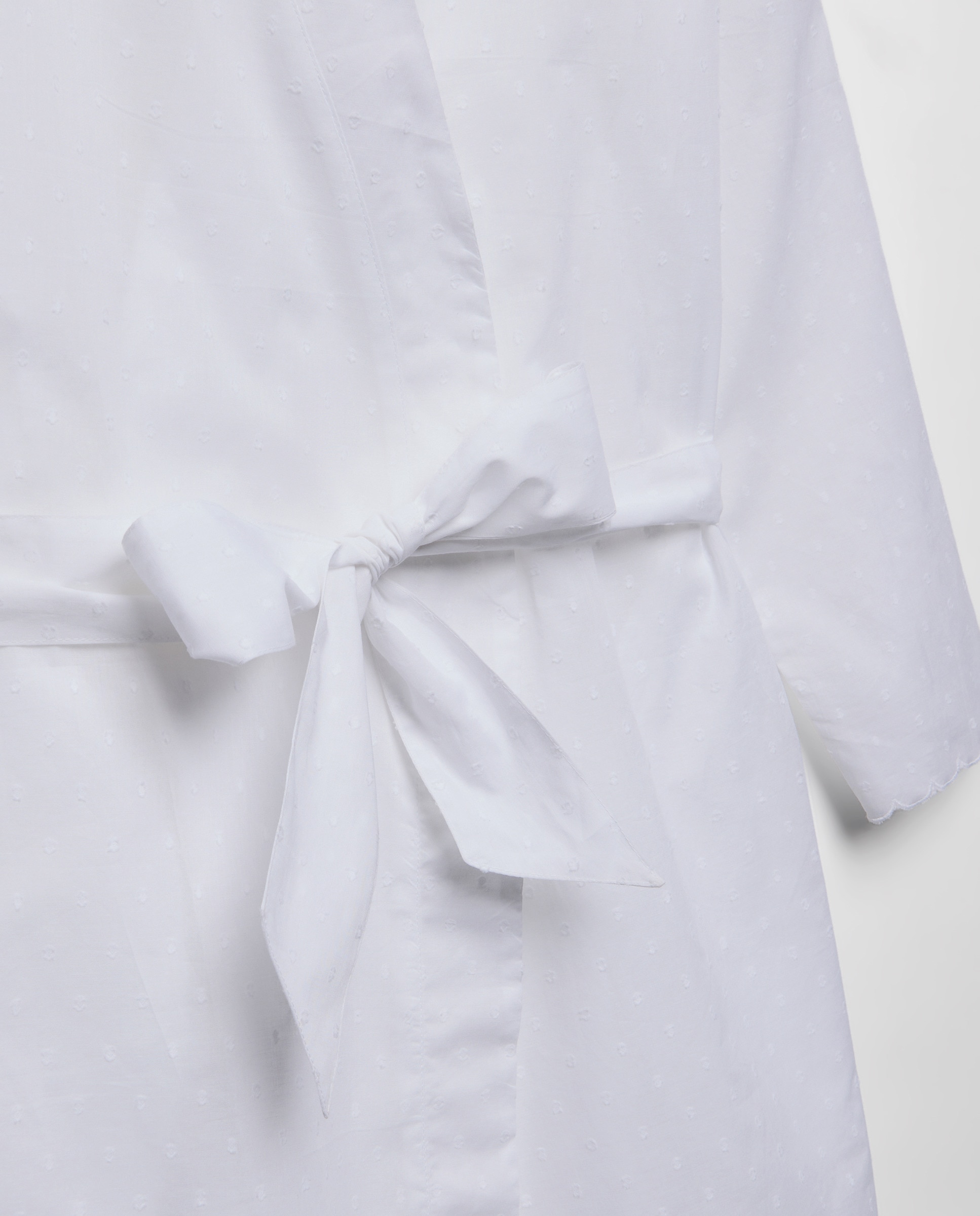 Bata mujer algodón chambray plumeti Blanco-5