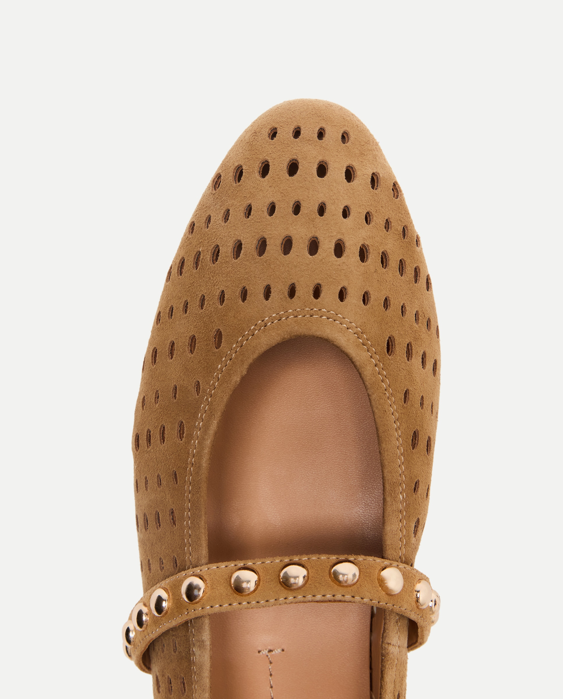 Sapatos Rasos com Adorno Perfurado 730 Camel-4