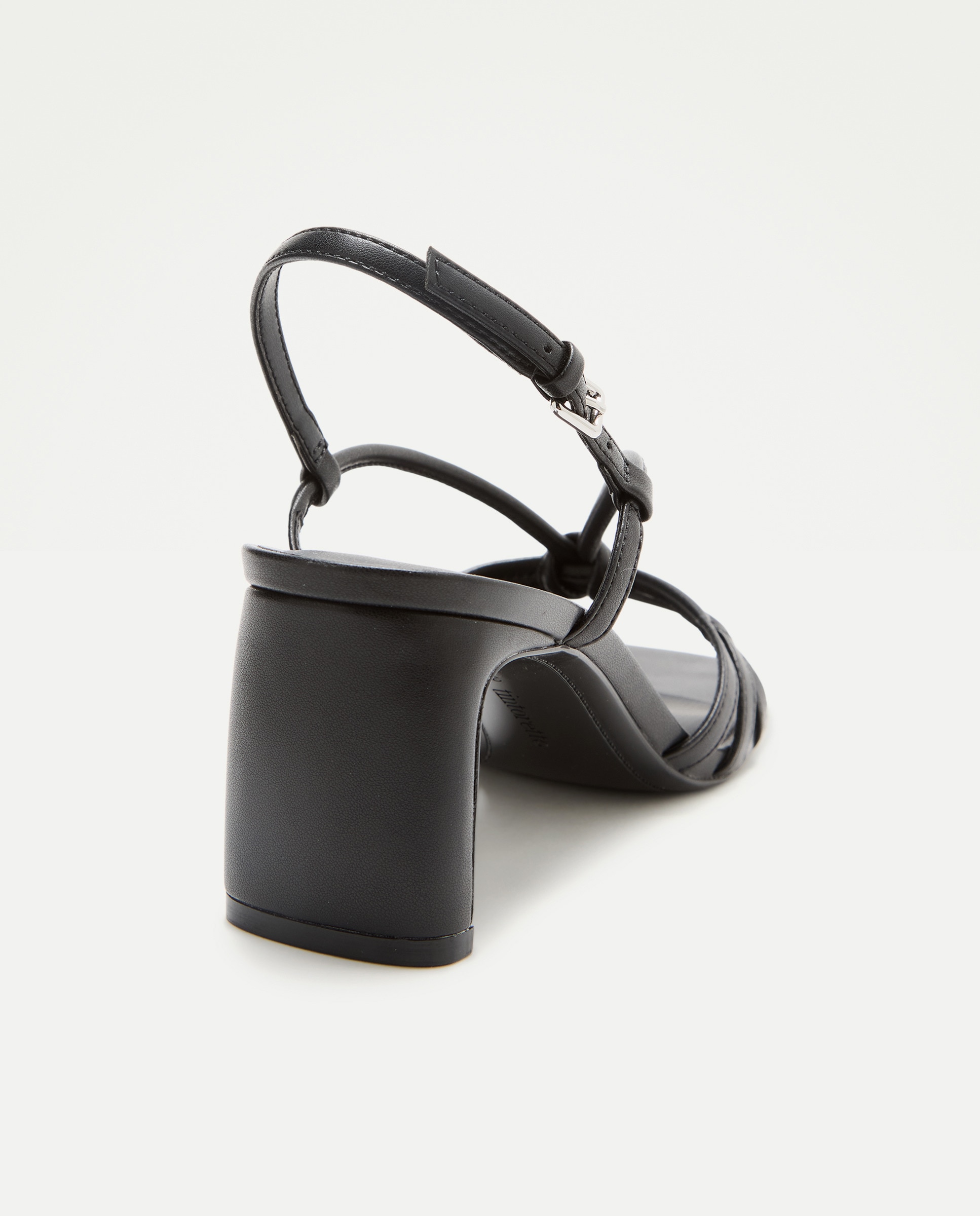 Sandálias de Salto com Pala de Tiras com Nó Preto-3