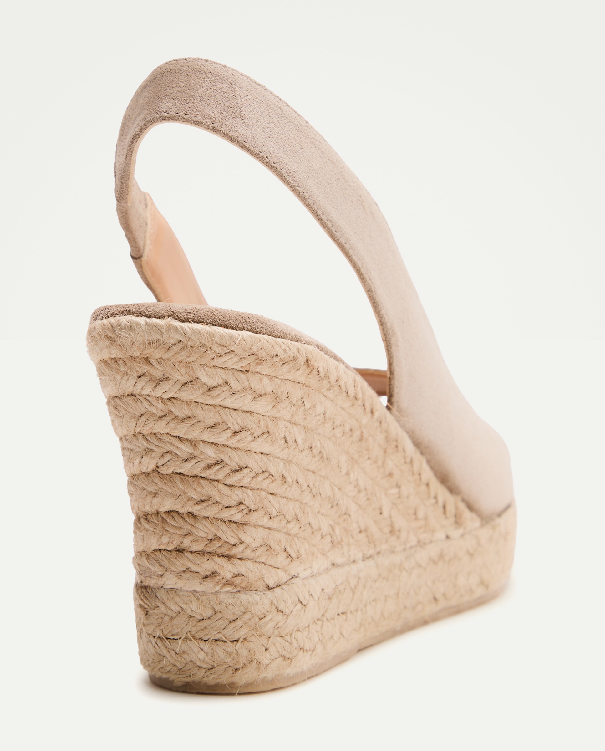 Alpercatas de Cunha Tipo Peep Toe em Pele Vison Claro-3