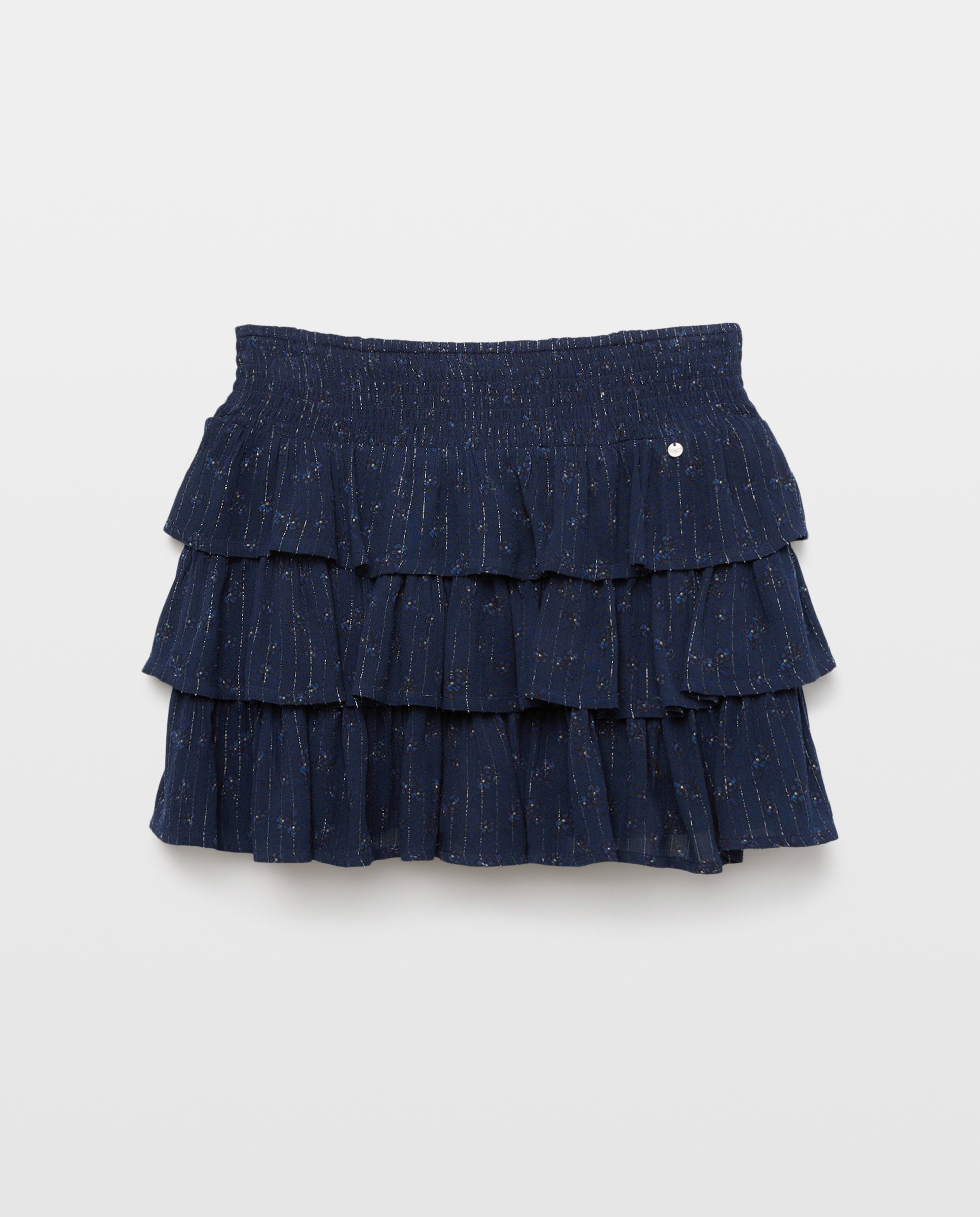 Saia FC Ondulada com Folhos Azul-marinho-4