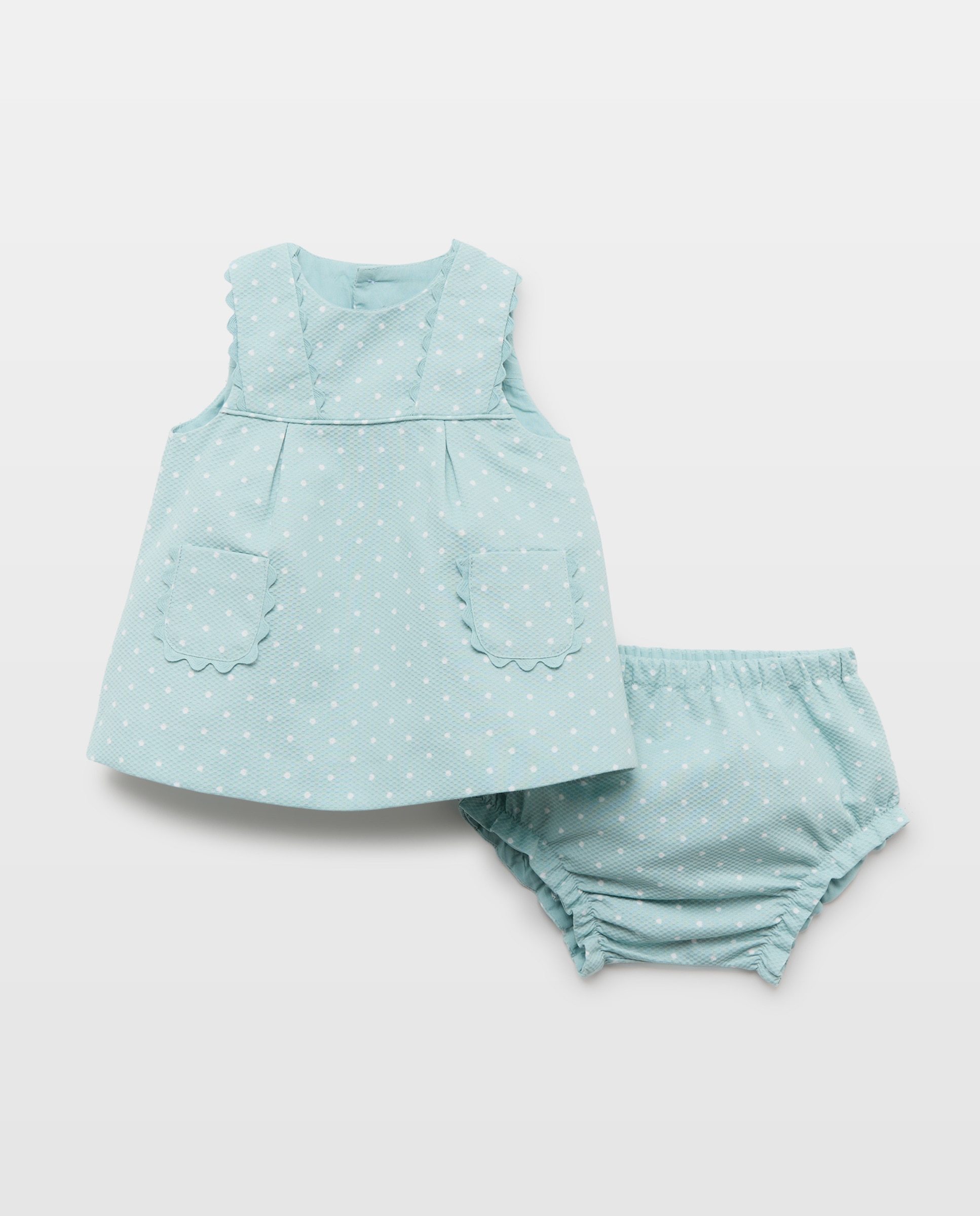 Jardineiras Piqué de Bebé com Bolso Verde-1