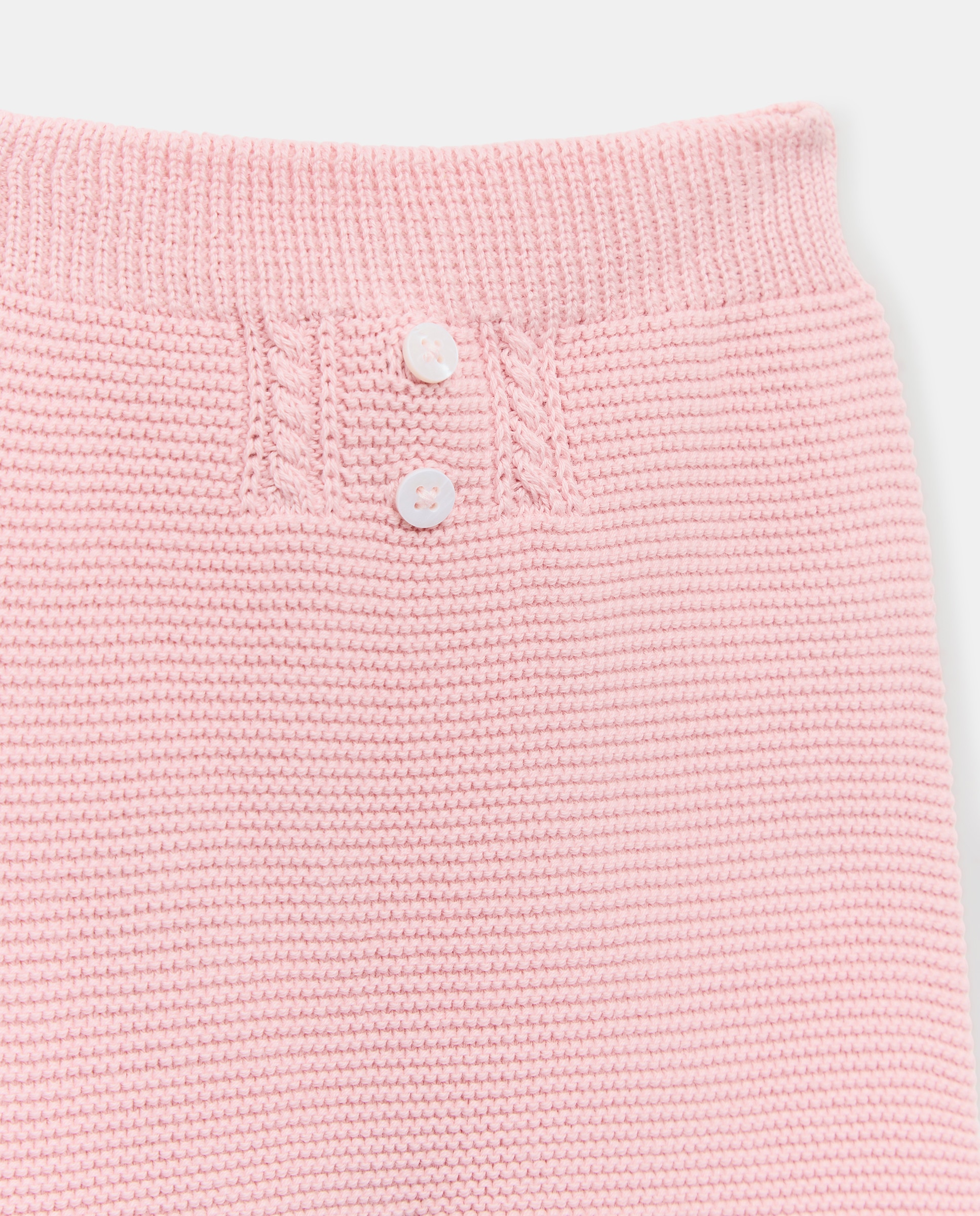 Calças com Pés de Tricot com Malha do Cabo Aberta à Frente com Botão de Bebé Coconut El Corte Inglés 200 Rosa-3
