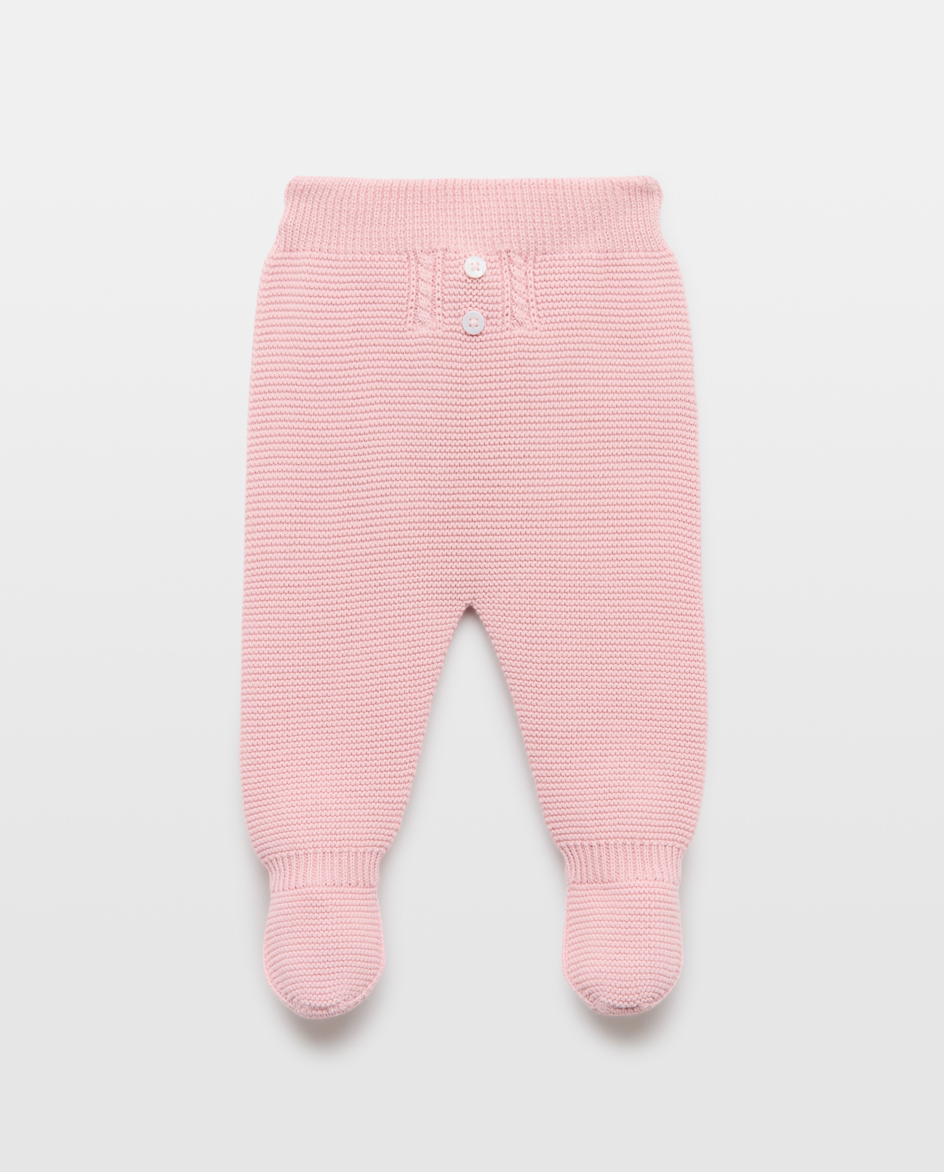Calças com Pés de Tricot com Malha do Cabo Aberta à Frente com Botão de Bebé Coconut El Corte Inglés 200 Rosa-1