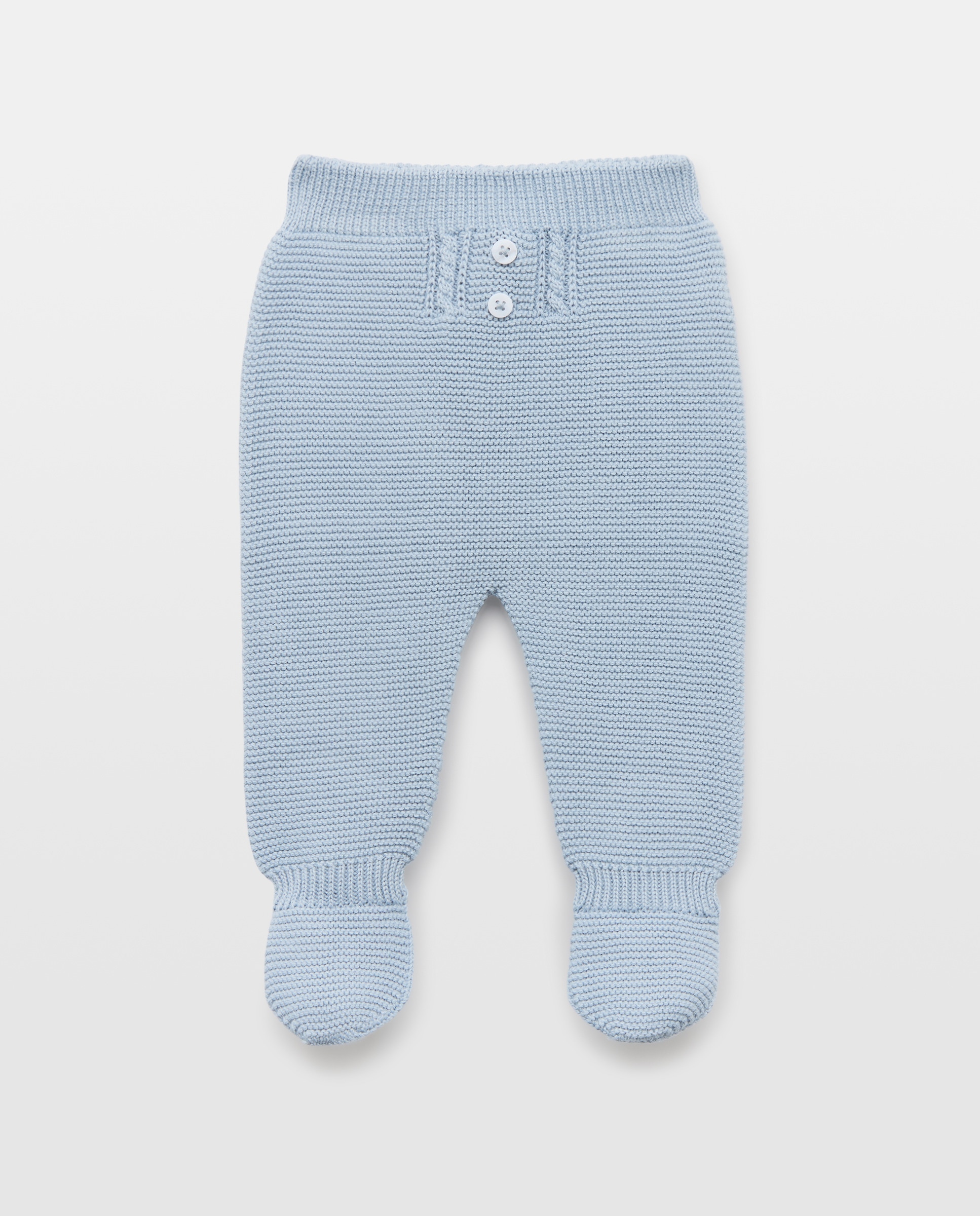 Calças com Pés de Tricot com Malha do Cabo Aberta à Frente com Botão de Bebé Coconut El Corte Inglés 400 Azul-1