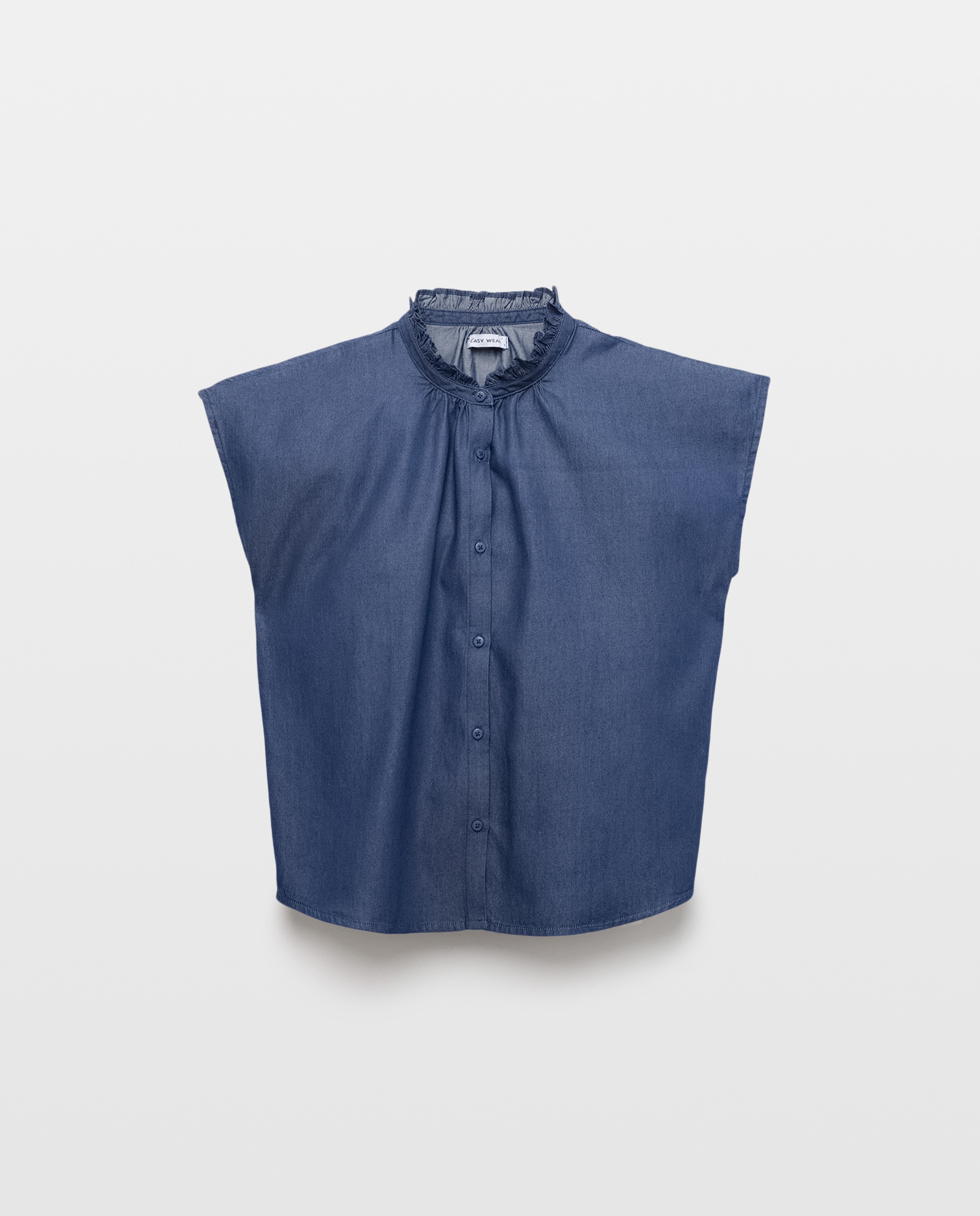 Camisa de Ganga sem Mangas Azul-escuro-4
