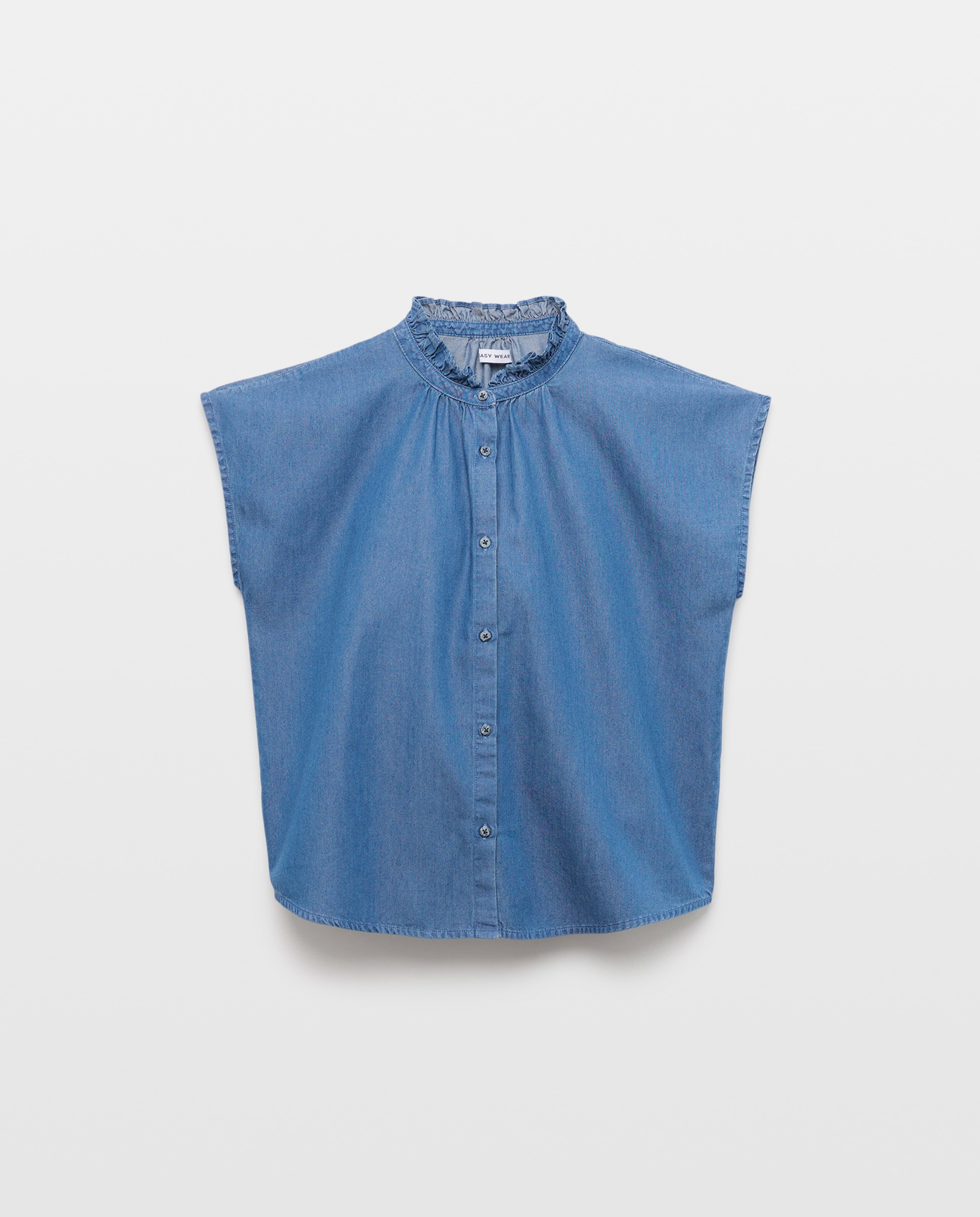 Camisa de Ganga sem Mangas Azul-índigo-4