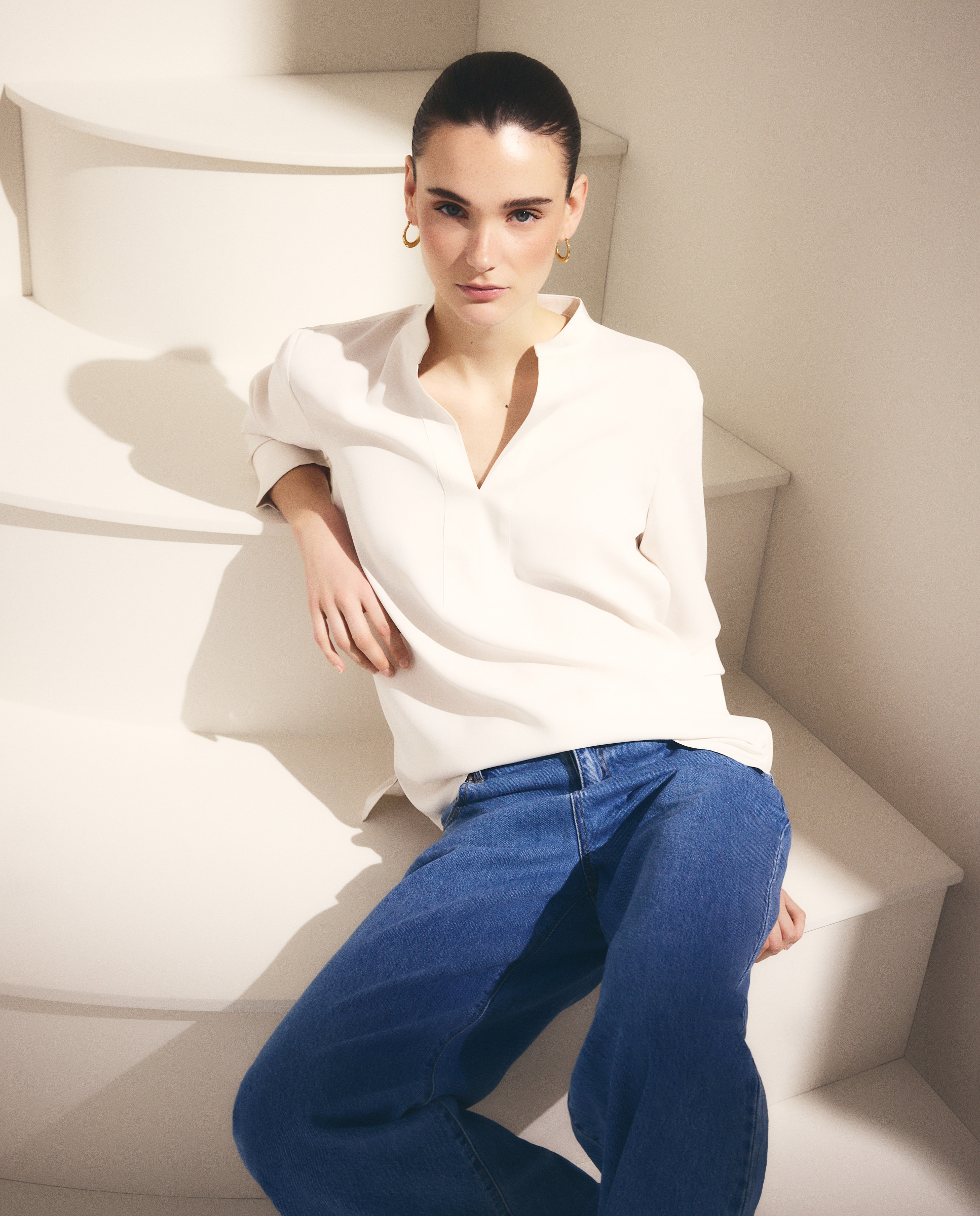 Blusa Lisa de Manga Comprida 120 Cru-1