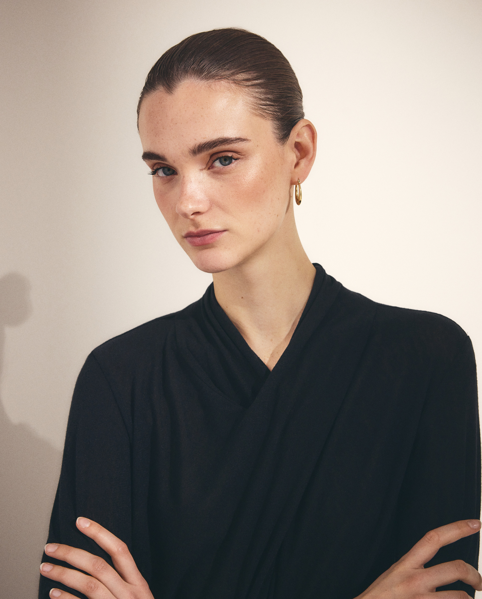 Camisola de mulher com manga comprida Preto-4