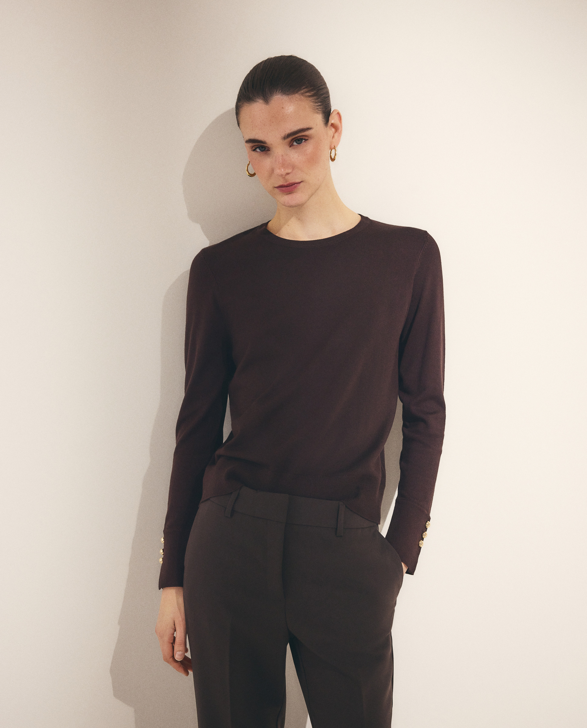 Imagem 0 de Camisola de Malha com Decote Redondo e Botões Grandes