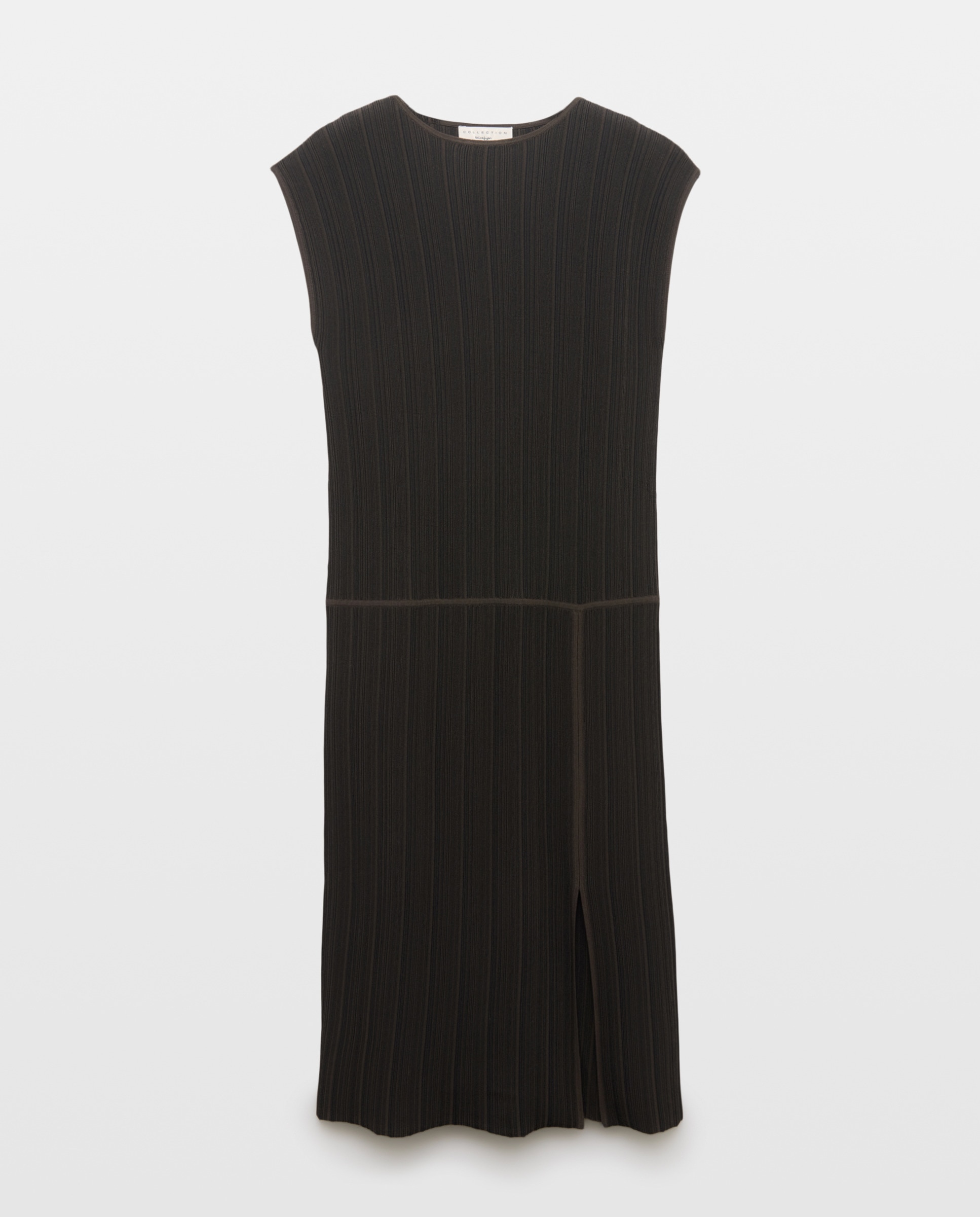 Vestido Regular de Tricot sem Mangas Castanho-4