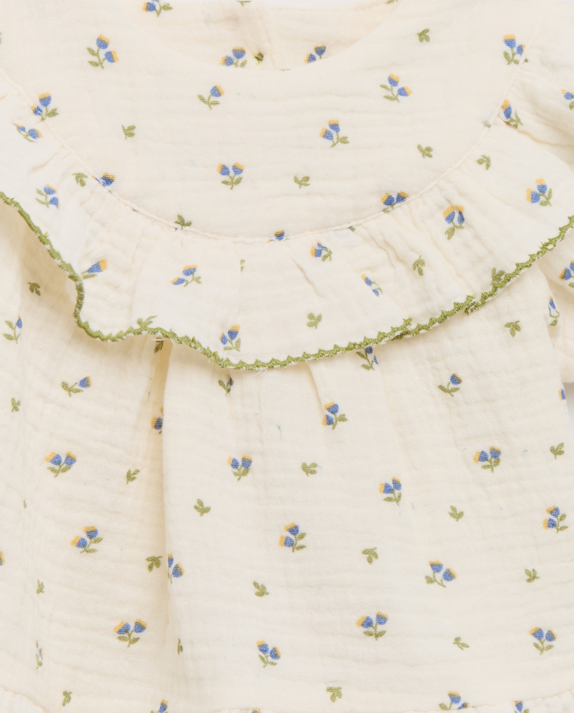 Vestido de Bebé com Manga Curta com Folhos Branco-3