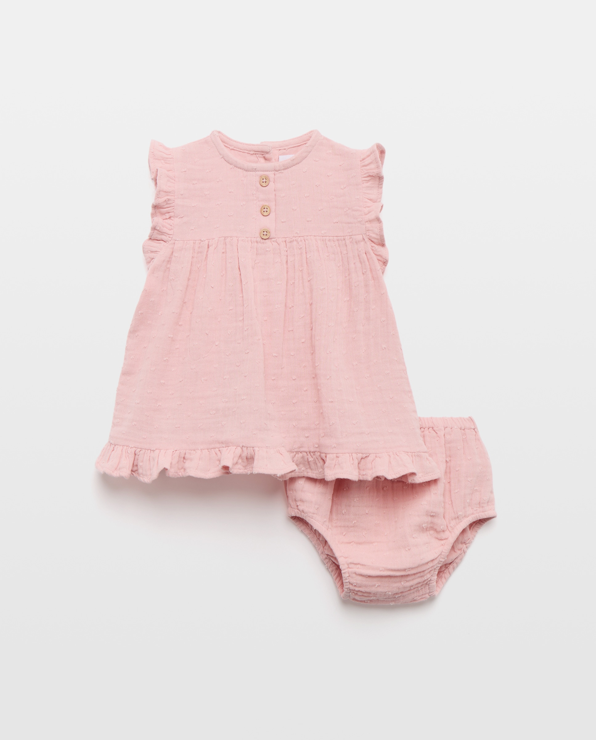 Imagem 0 de Vestido Liso de Bebé com Manga Curta e Botões