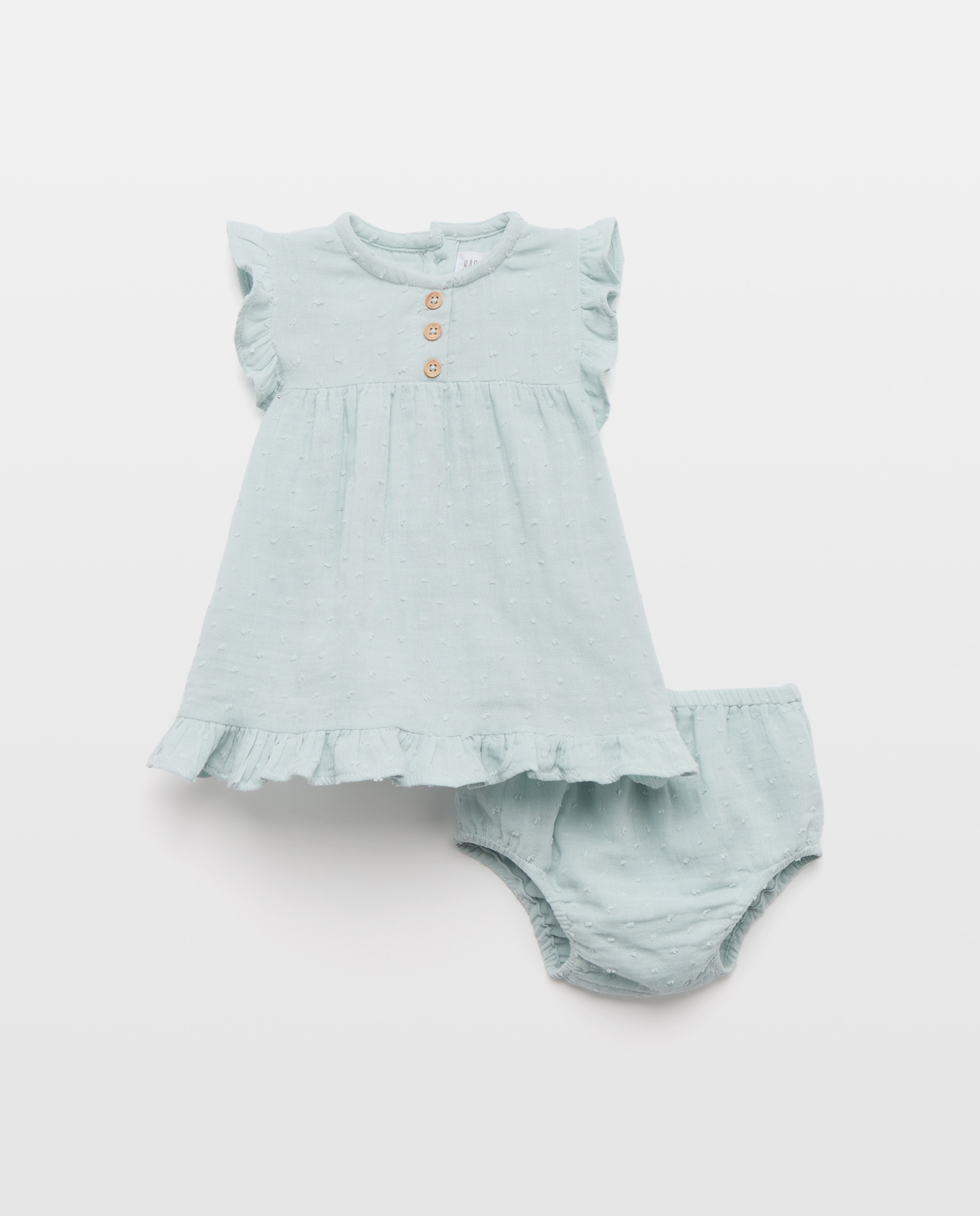 Imagem 0 de Vestido Liso de Bebé com Manga Curta e Botões