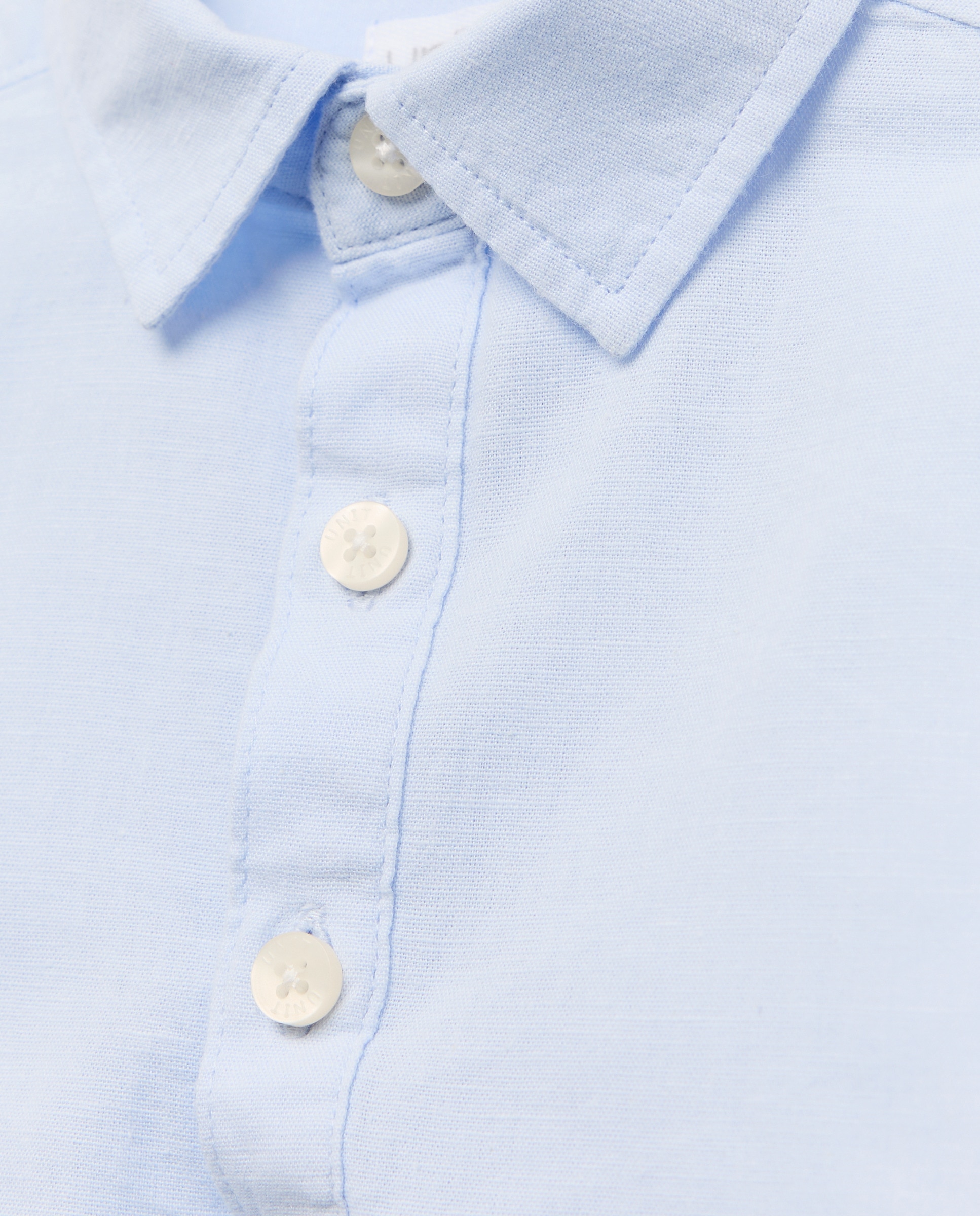 Camisa de bebé algodón-lino cuello mao polera 410 Azul claro-3
