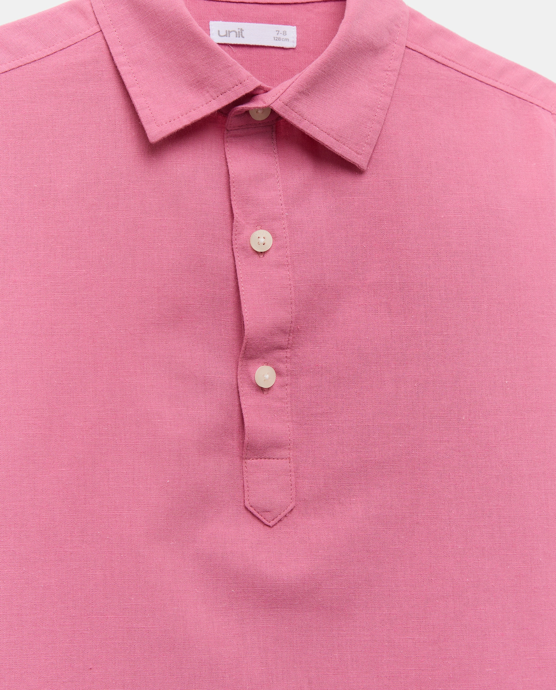 Camisa de niño algodón-lino cuello mao polera 230 Rosa oscuro-3