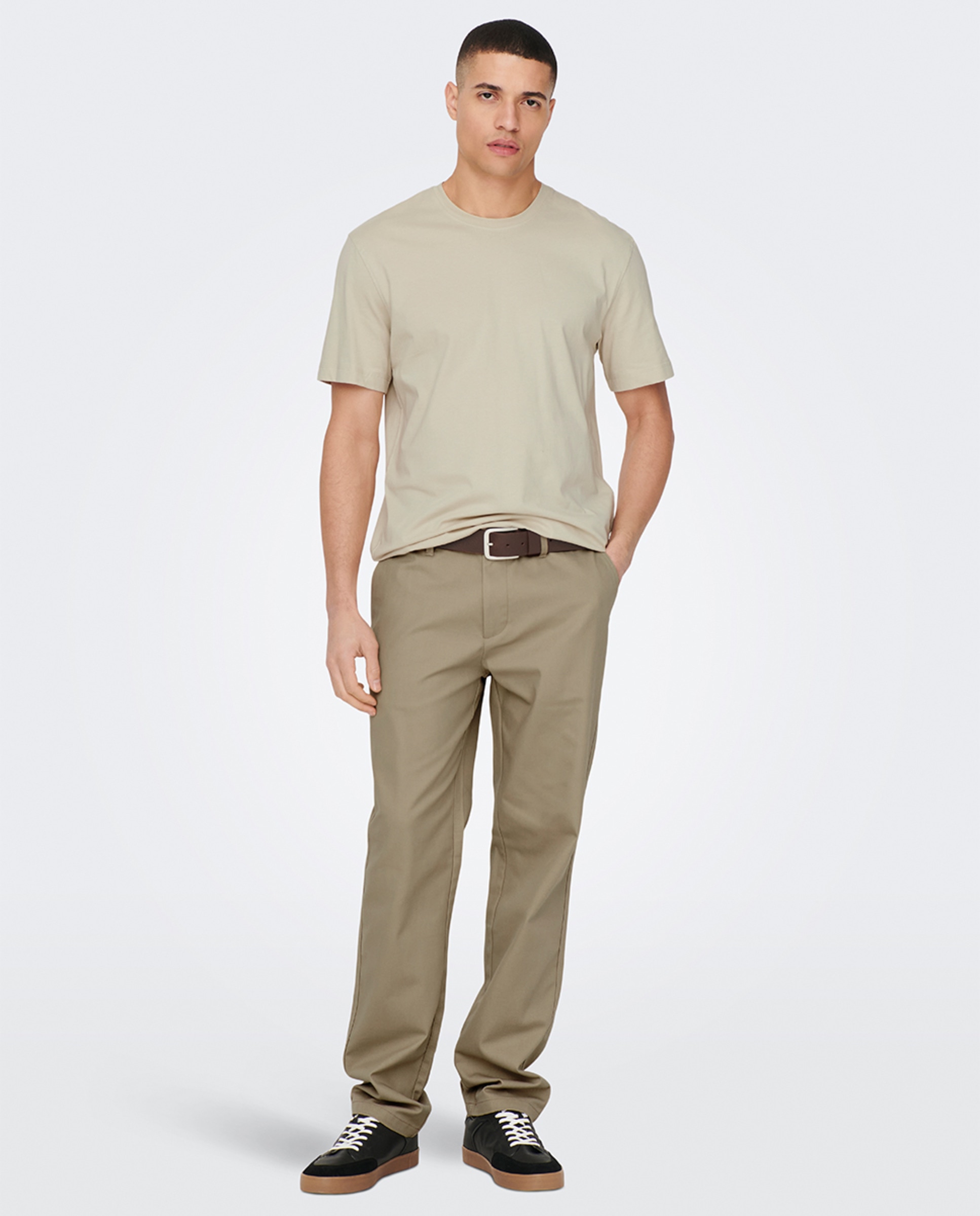 Camiseta básica de hombre manga corta - Only & Sons - Beige Beige-6
