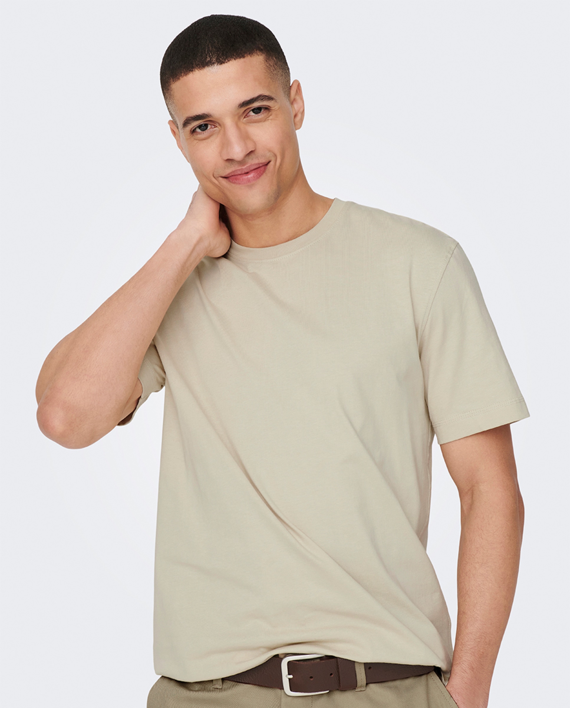Camiseta básica de hombre manga corta - Only & Sons - Beige Beige-3