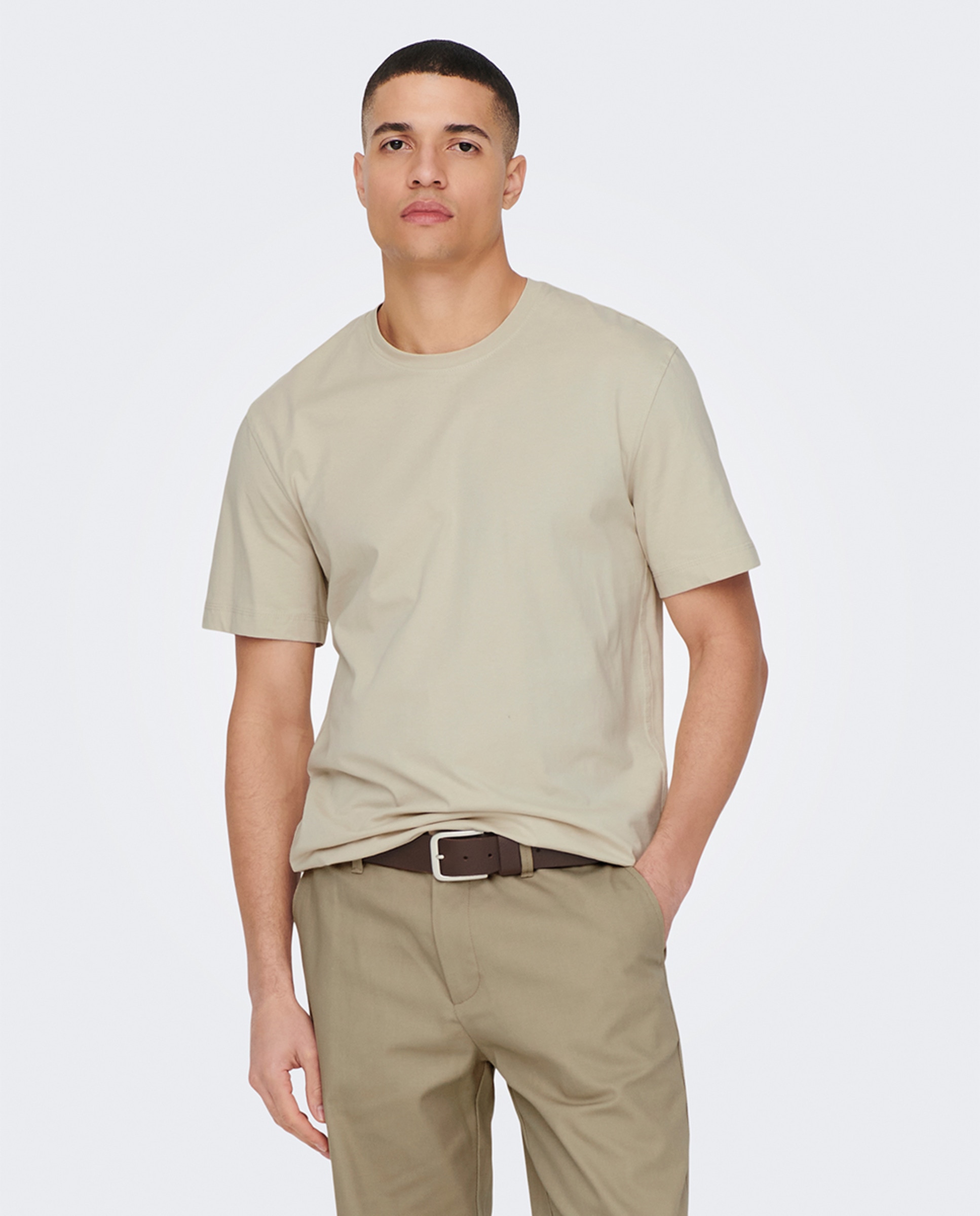 Camiseta básica de hombre manga corta - Only & Sons - Beige Beige-1